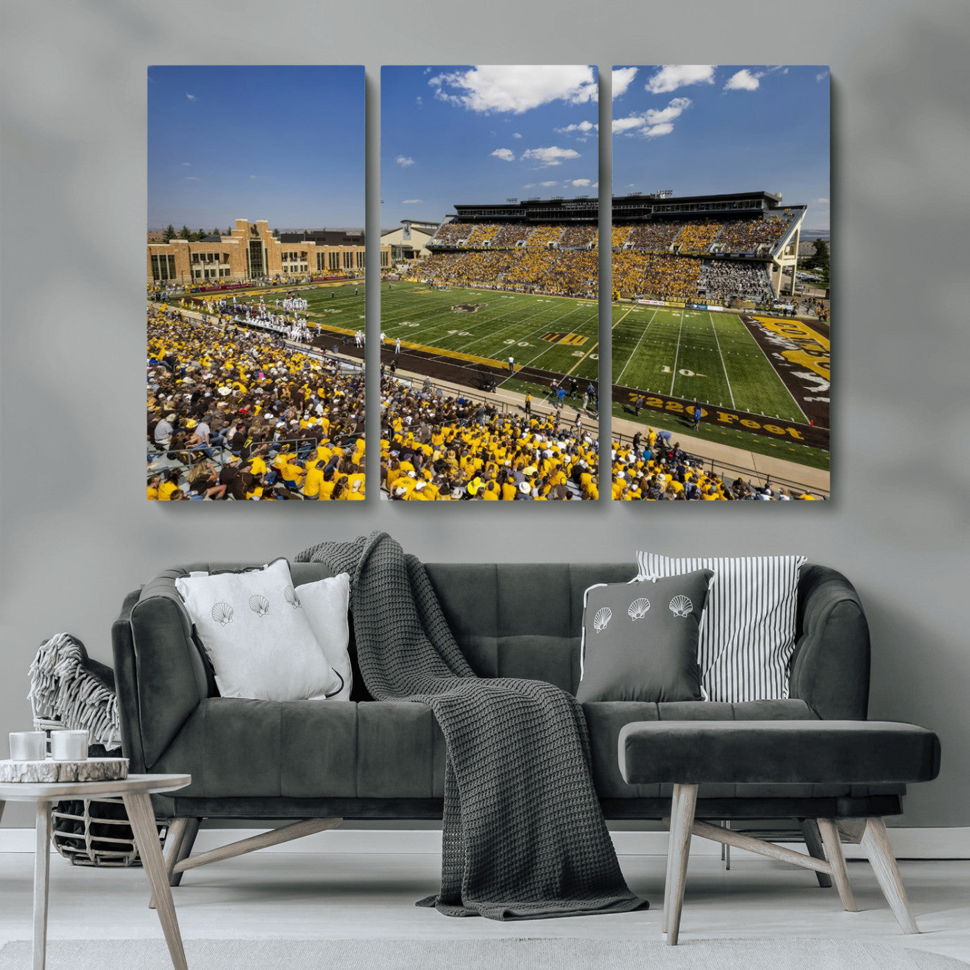 MGV-CV-48X32-3P - University of Wyoming Cowboys Football Team Print - Laramie Jonah Field War Memorial Stadium Wall