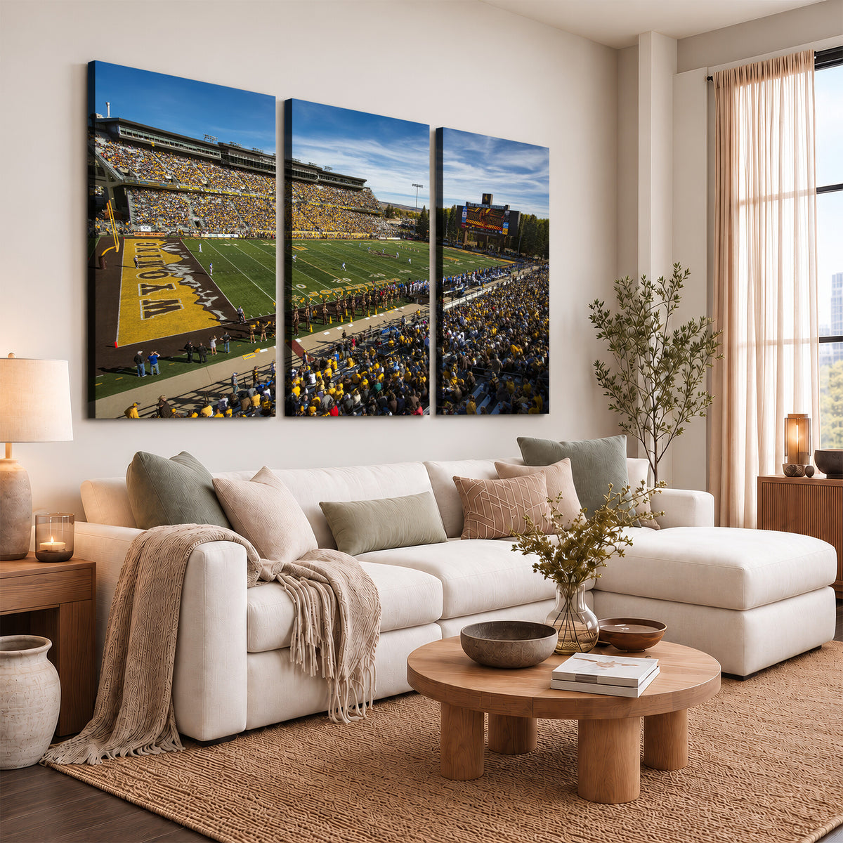 89846-MGV-CV-36X24 - University of Wyoming Cowboys Football Team Print, Laramie, Man Cave Wall Decor