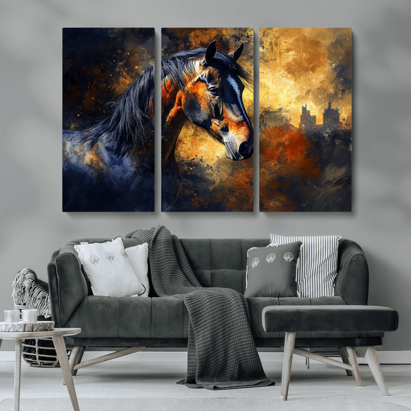MGV-CV-48X32-3P - Abstract Horse Art Print - Abstract Canvas Wall Art | Perfect for Rustic Farmhouse, Modern, or