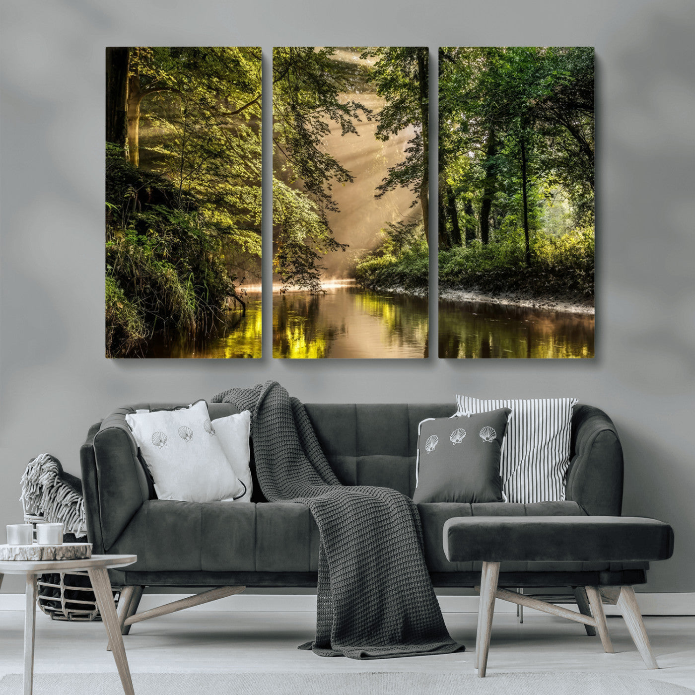MGV-CV-48X32-3P - Forest Wall Art Print | River Landscape Wall Art | Perfect for Farmhouse Wall Decor, Cabin Wall Art