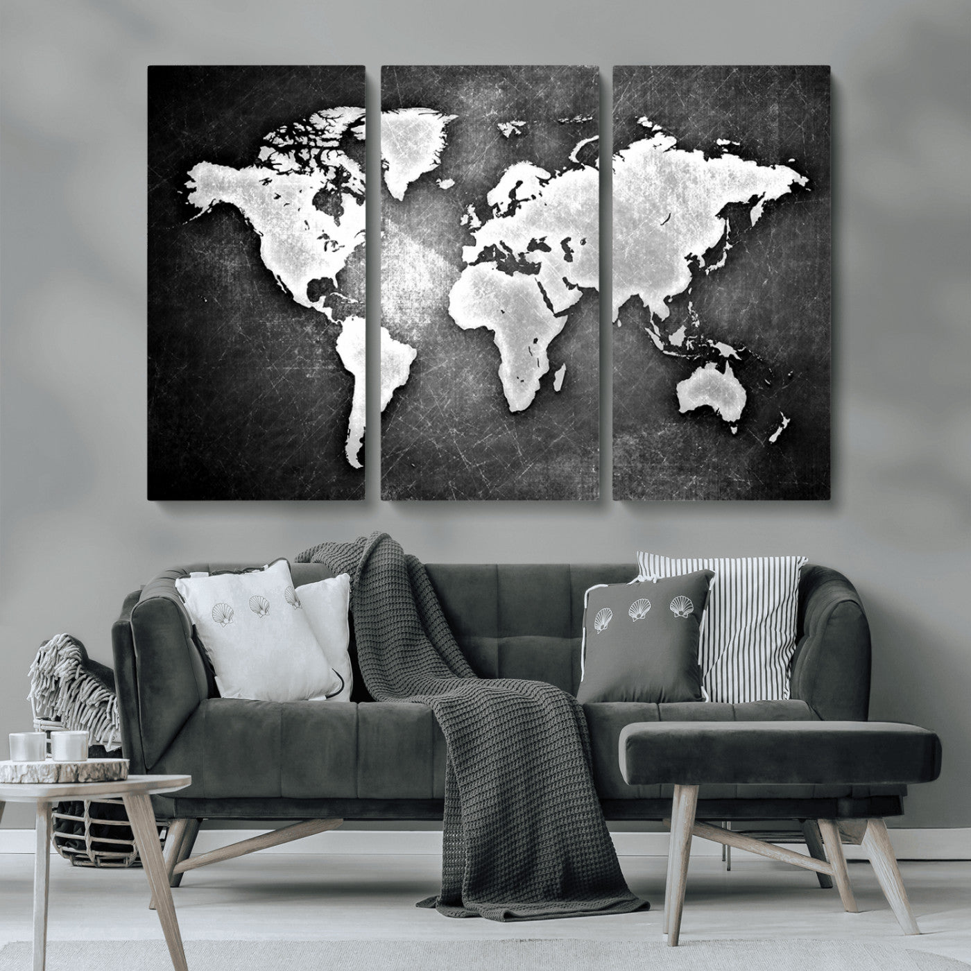 MGV-CV-48X32-3P - World Map Wall Art Canvas Print – Framed Wall Art for Anniversary Gift or Home Adventure Decor