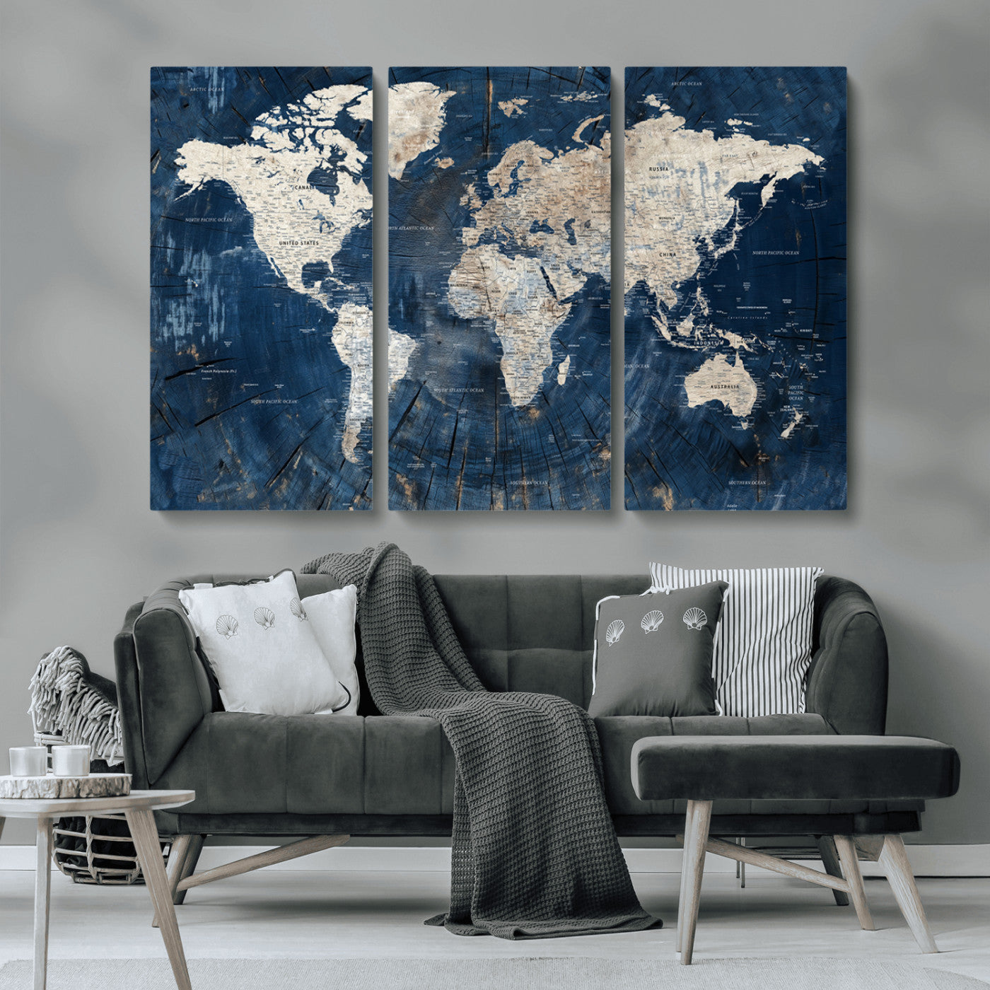 MGV-CV-48X32-3P - Push Pin World Map Canvas Print – Framed Wall Art for Couples to Track Their Travels – Anniversary