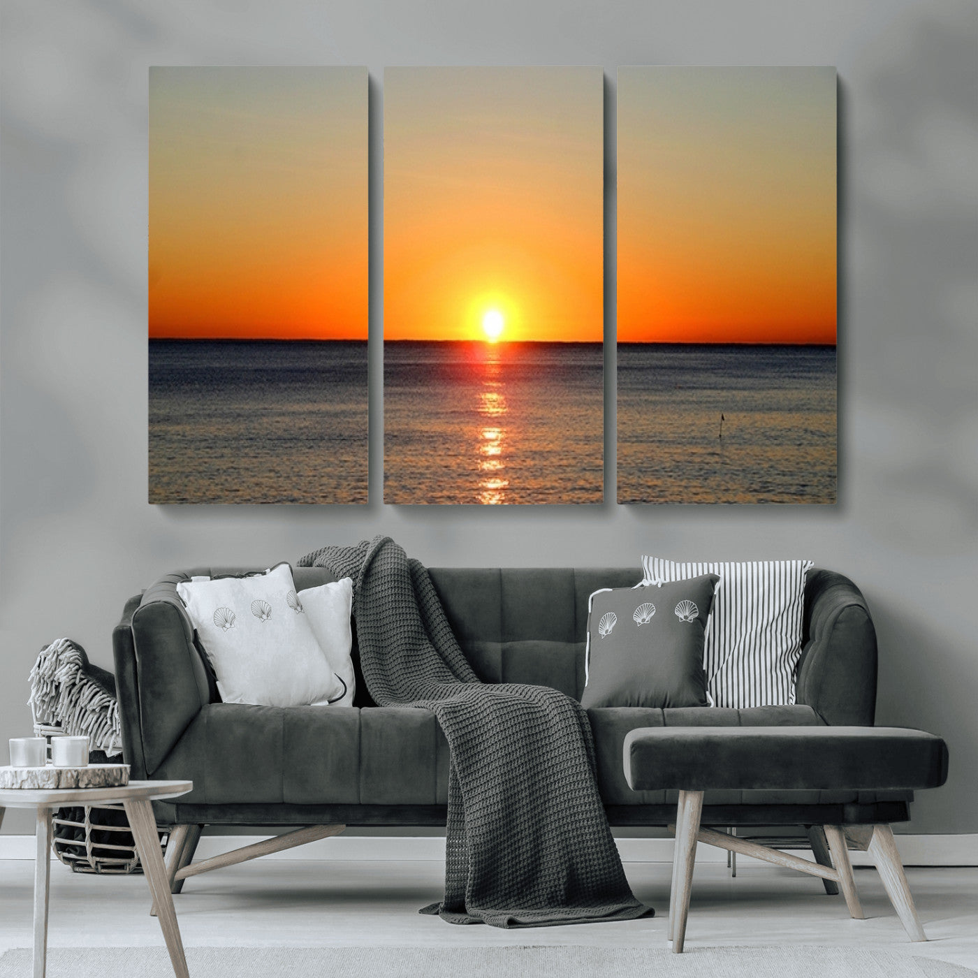 54676-MGV-CV-36X24-Golden Horizon Sunset Over Ocean Wall Art Canvas Print – Tropical Beach Canvas Wall Art – Giclee