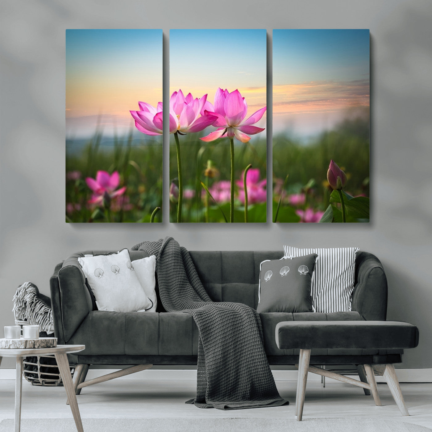 MGV-CV-48X32-3P - Pink Flower on the Mountain Canvas Print, Framed Pink Flower Canvas Wall Art