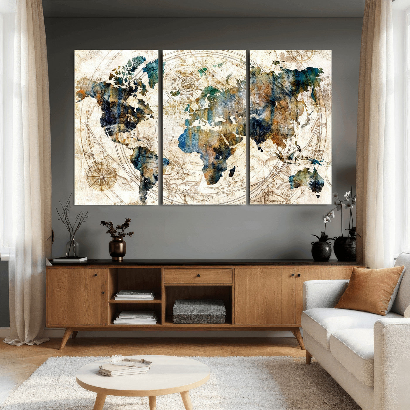10554-MGV-CV-36X24 - Abstract World Map Art Print Canvas Print