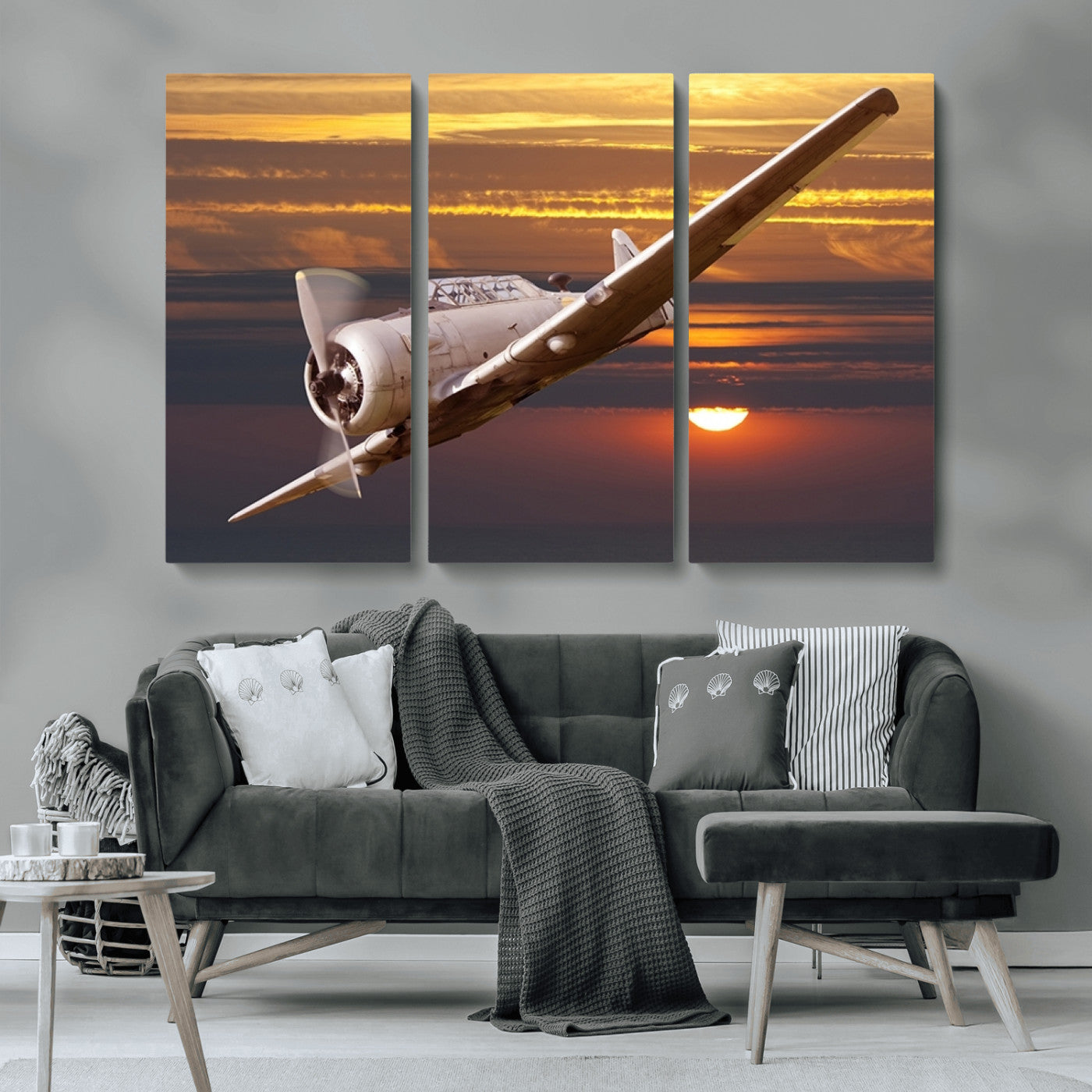MGV-CV-48X32-3P - Old War Plane Wall Art Canvas Print