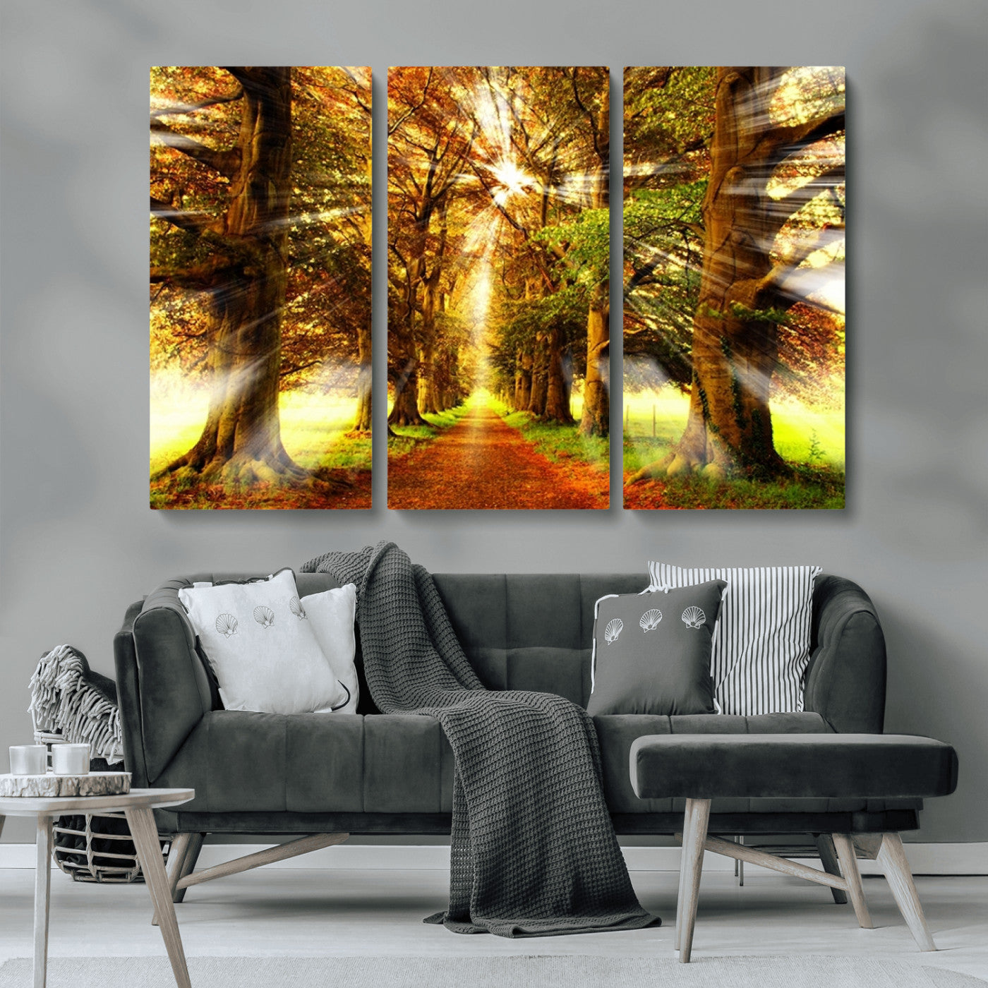 MGV-CV-48X32-3P - Sunshine in Forest and Trees Wall Art Canvas Print