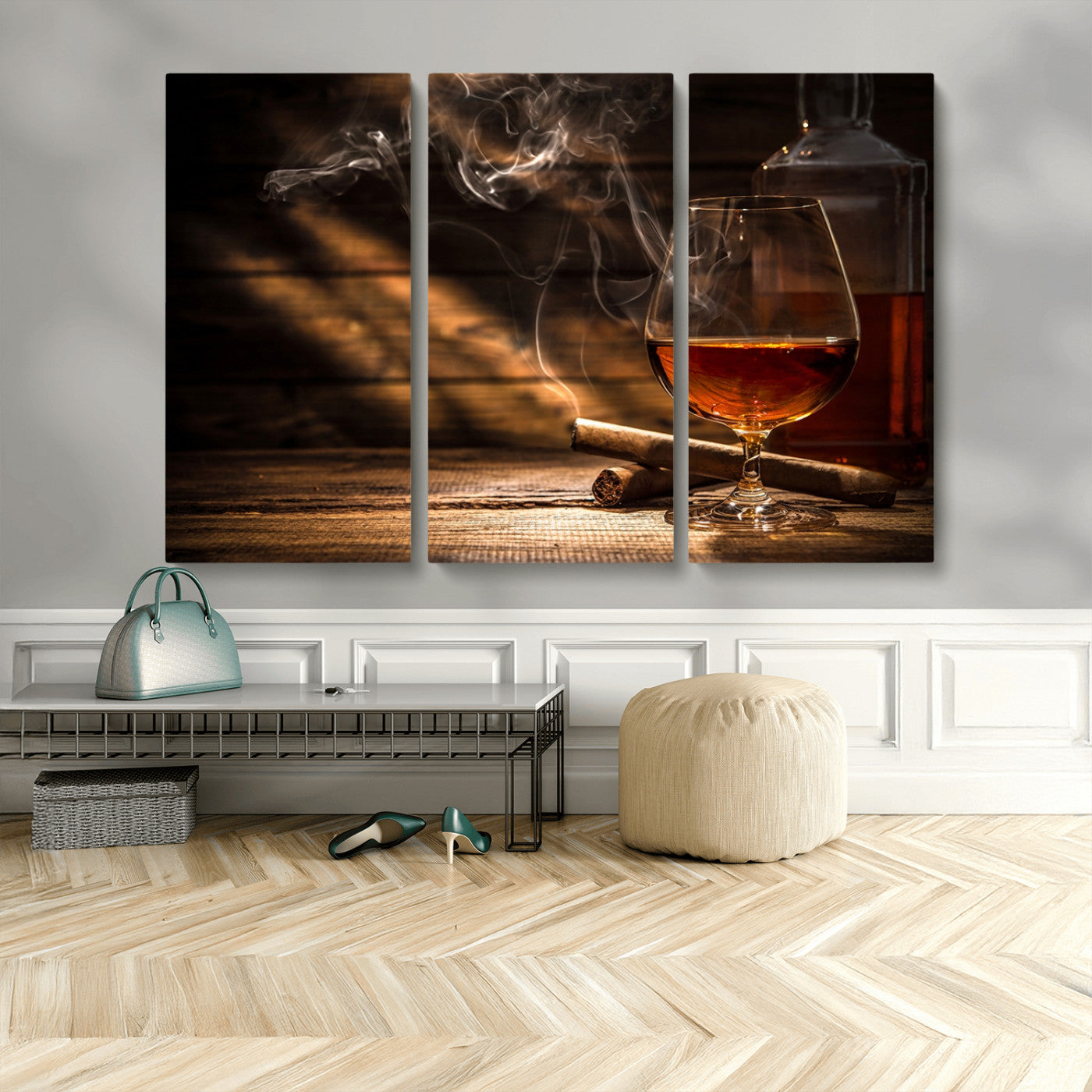 MGV-CV-48X32-3P - Whiskey and Cigar Wall Art Canvas Print