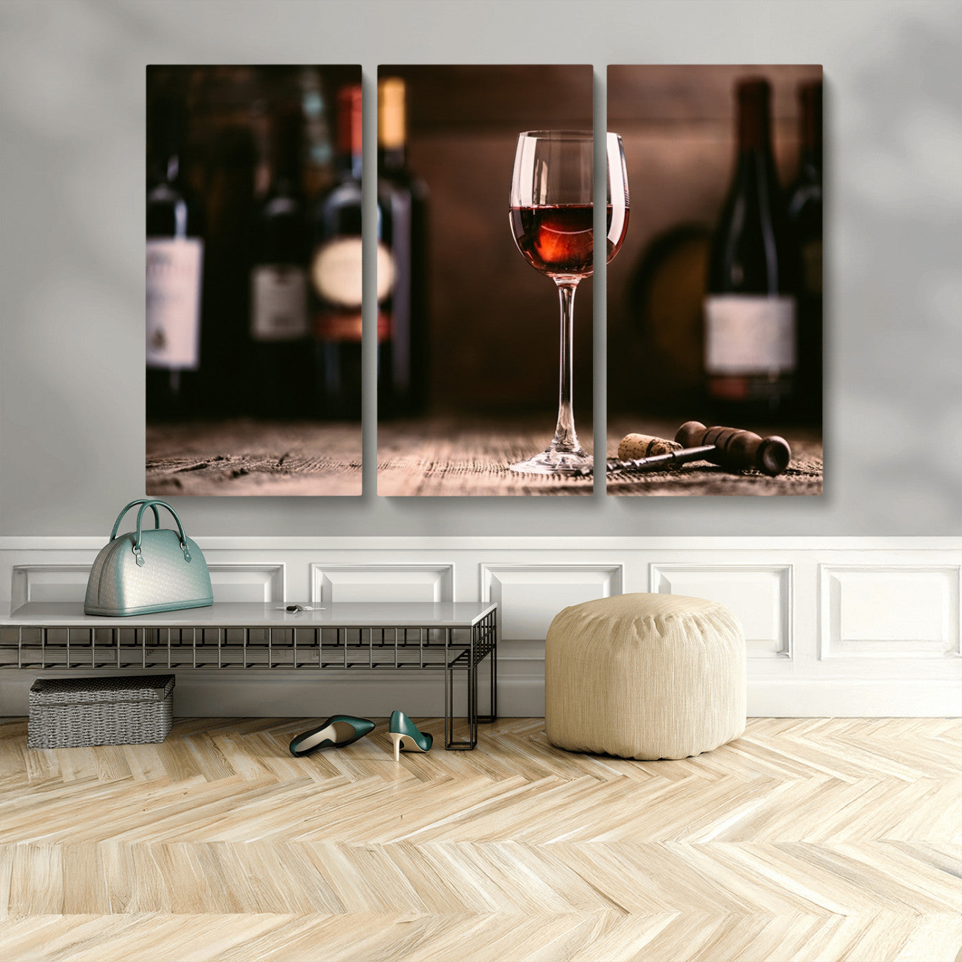 MGV-CV-48X32-3P - Red Wine and Bottle Canvas Print