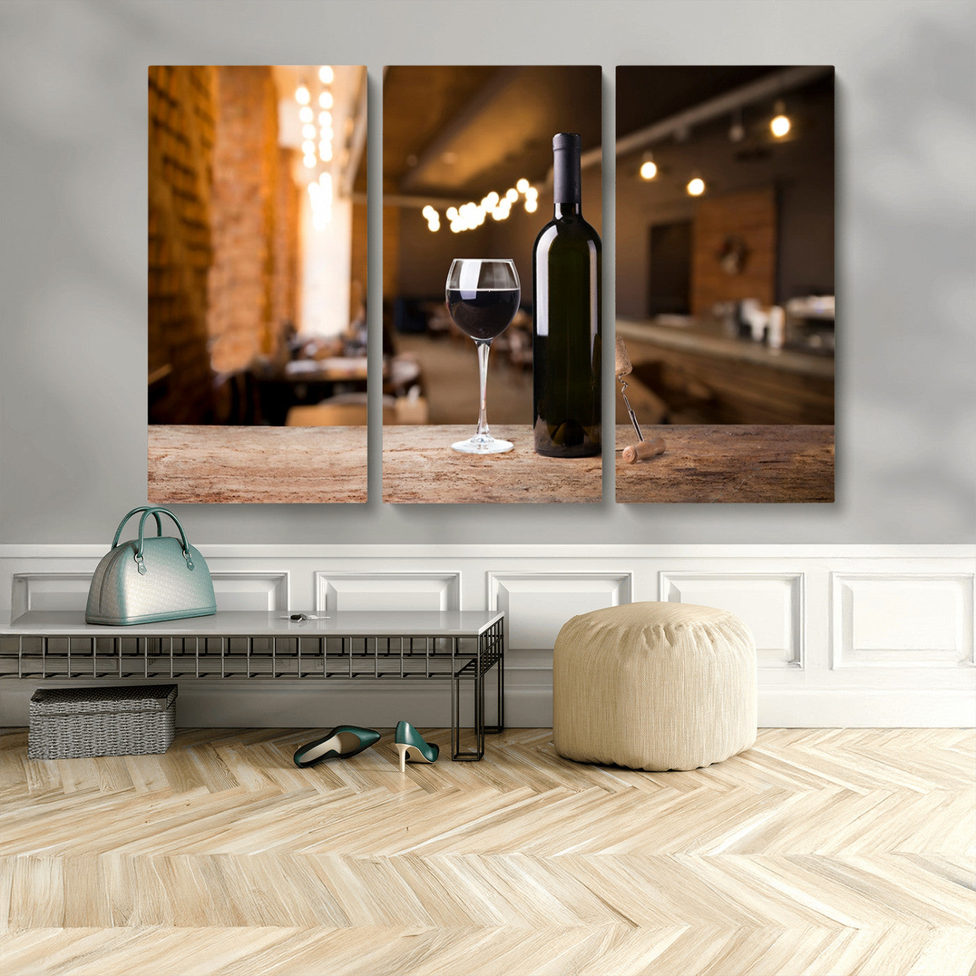 MGV-CV-48X32-3P - Wine and Bottle Wall Art Canvas Print