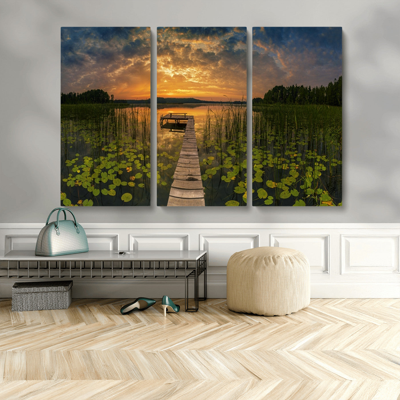 MGV-CV-48X32-3P - Lake and Flower Wall Art Canvas Print