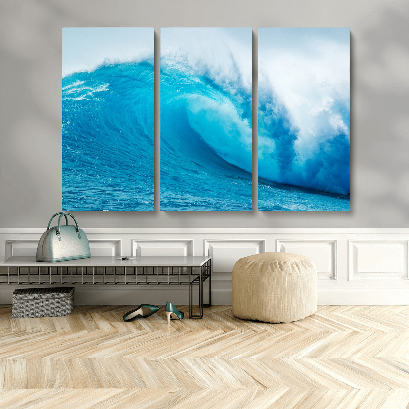 MGV-CV-48X32-3P - Big Ocean Surfing Wave Wall Art Canvas Print