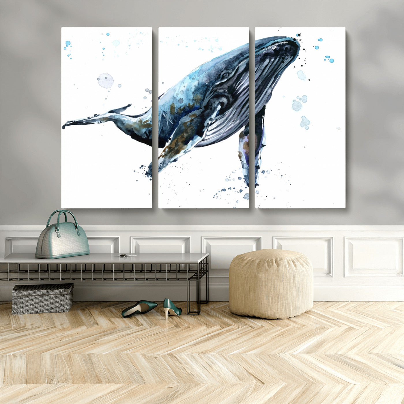 MGV-CV-48X32-3P - Watercolor Whale Wall Art Canvas Print