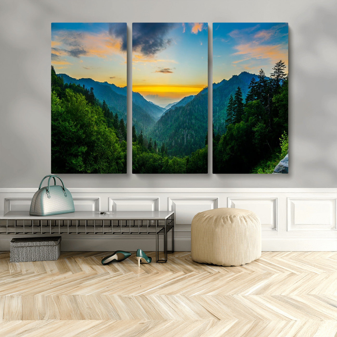 MGV-CV-48X32-3P - Green Forest Wall Art Canvas Print