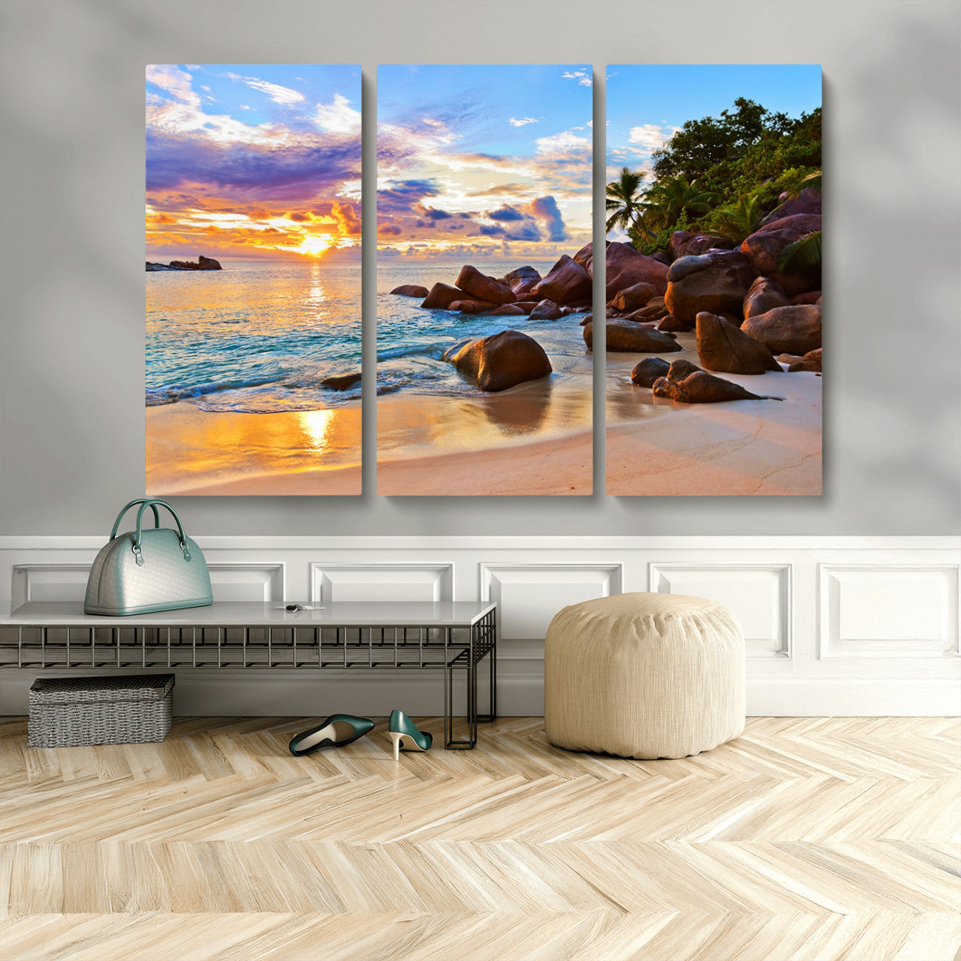 MGV-CV-48X32-3P - Tropical Island Beach Sunset Canvas Print