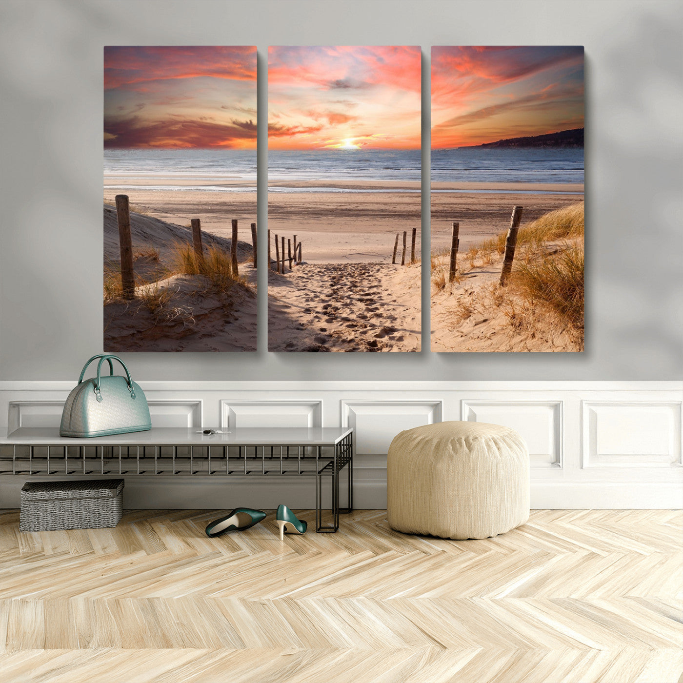 MGV-CV-48X32-3P - Sunset on the Sea Wall Art Canvas Print