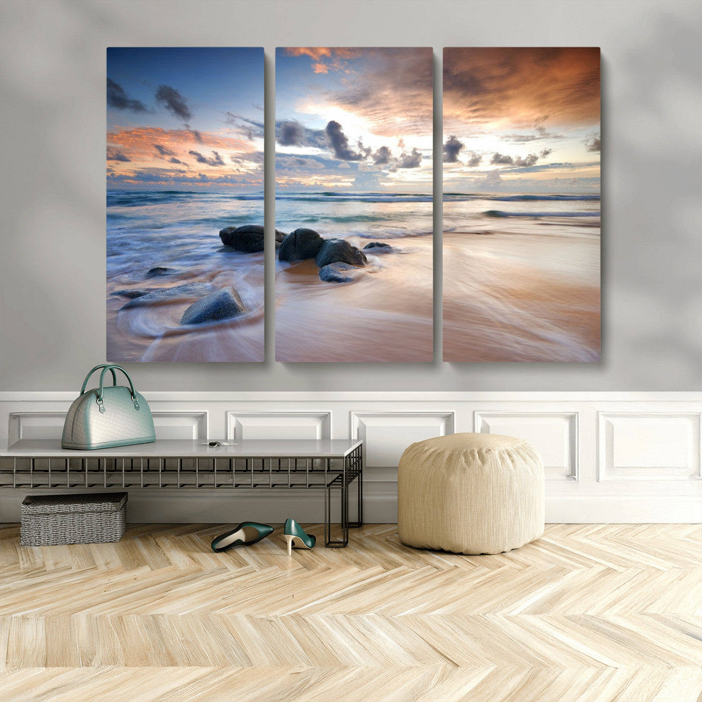 MGV-CV-48X32-3P - Serene Weather On The Beach Wall Art Canvas Print