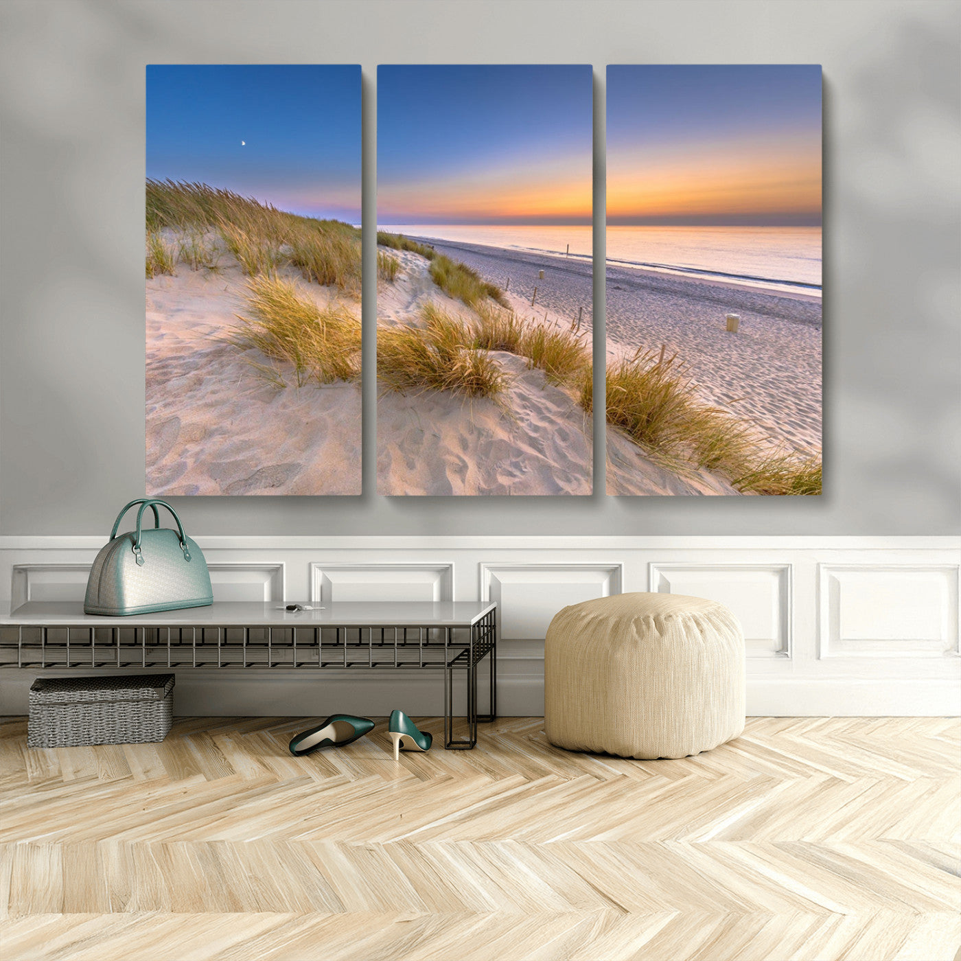 79397-MGV-CV-48X32-3P-Sunrise On The Beach Wall Art Canvas Print