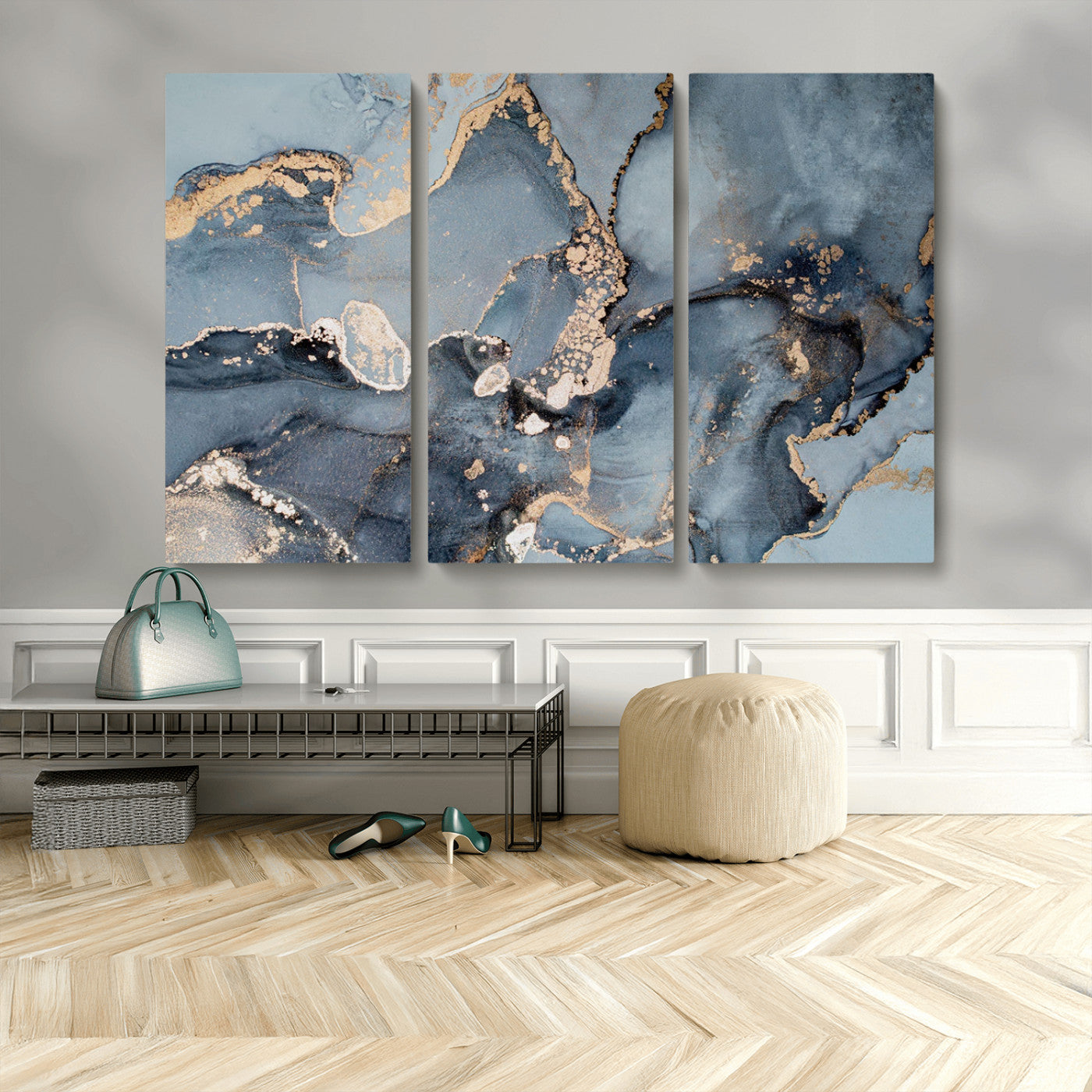 MGV-CV-48X32-3P - Multipanel Marble Fluid Effect Wall Art Abstract Canvas Wall Art Print