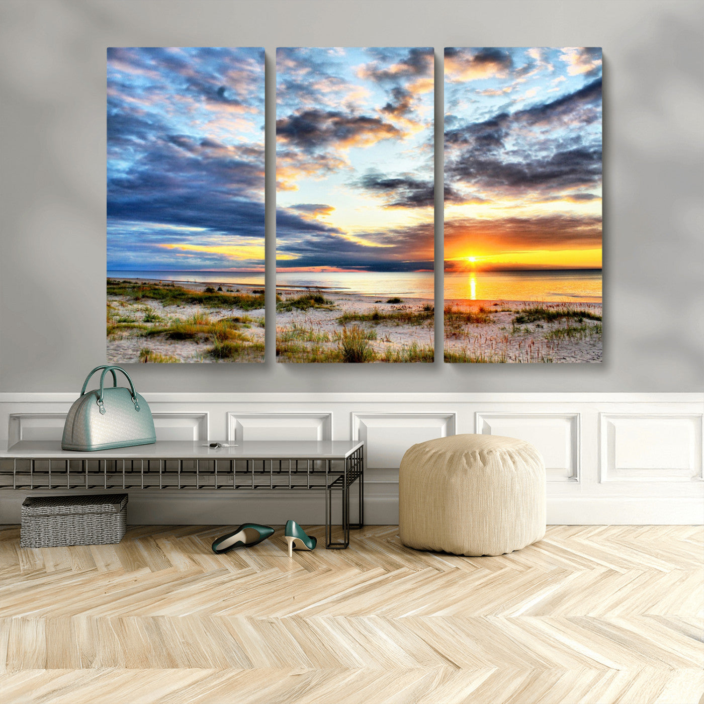 MGV-CV-48X32-3P - Sunset On The Ocean Wall Art Canvas Print