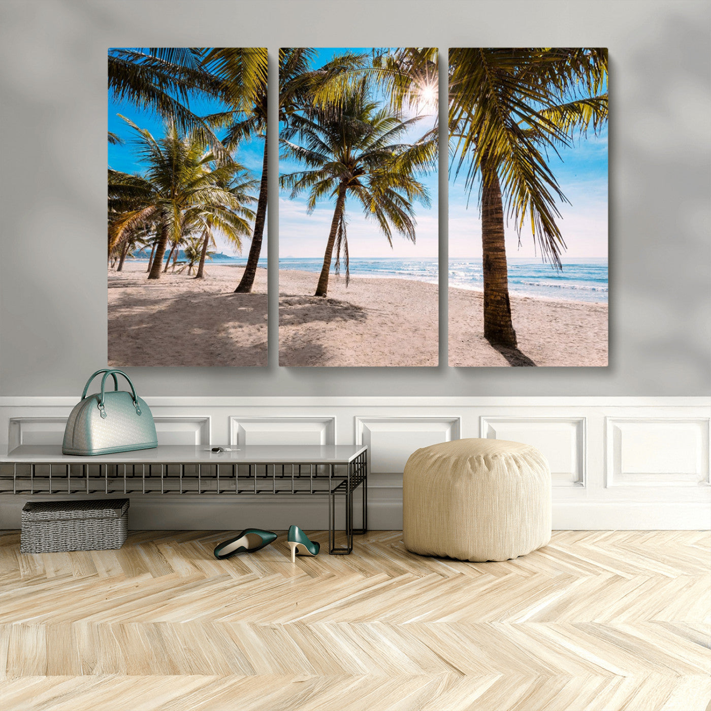 MGV-CV-48X32-3P - Palm Beach Tropical Island Wall Art Canvas Print