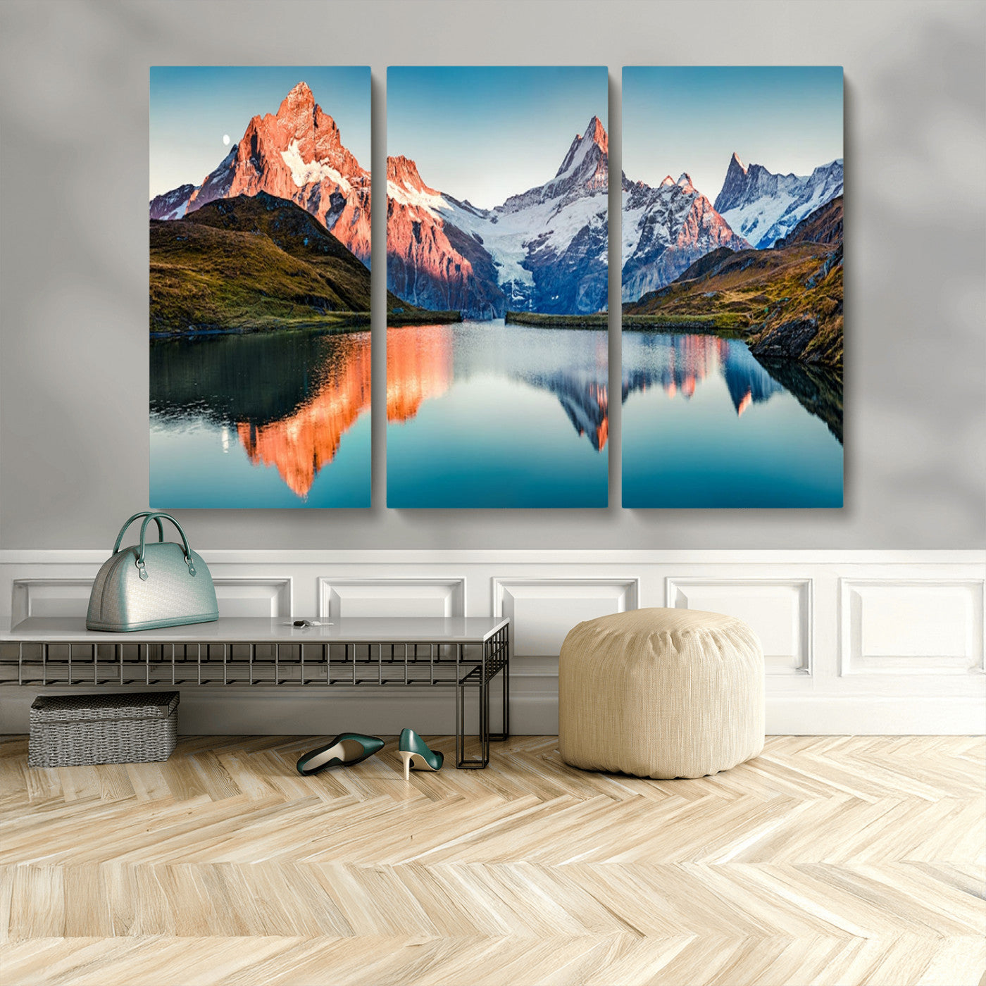 MGV-CV-48X32-3P - Landscape Mountain and Lake View Wall Art Canvas Print