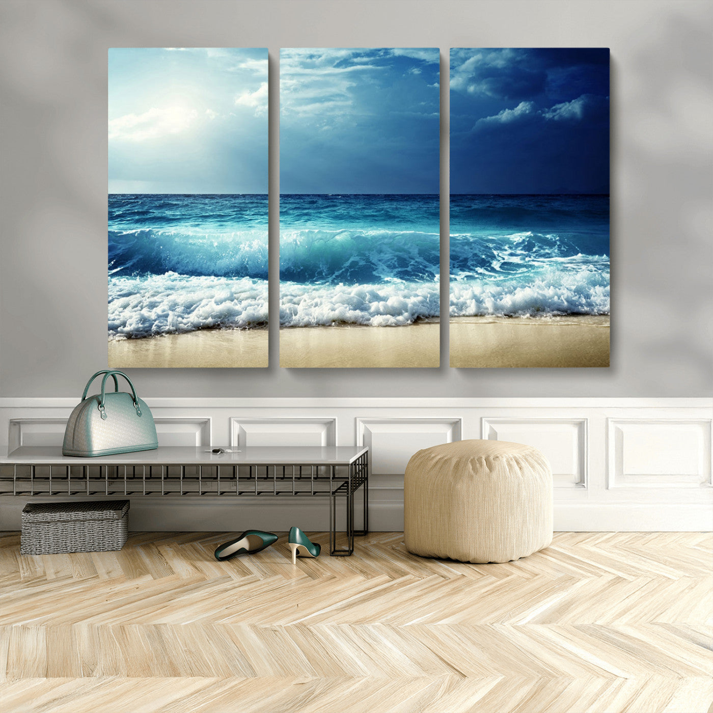 MGV-CV-48X32-3P - Majestic Ocean Wave Wall Art Canvas | 3 Panel Large Seascape Print for Living Room, Bedroom, Office Decor, Ready to Hang