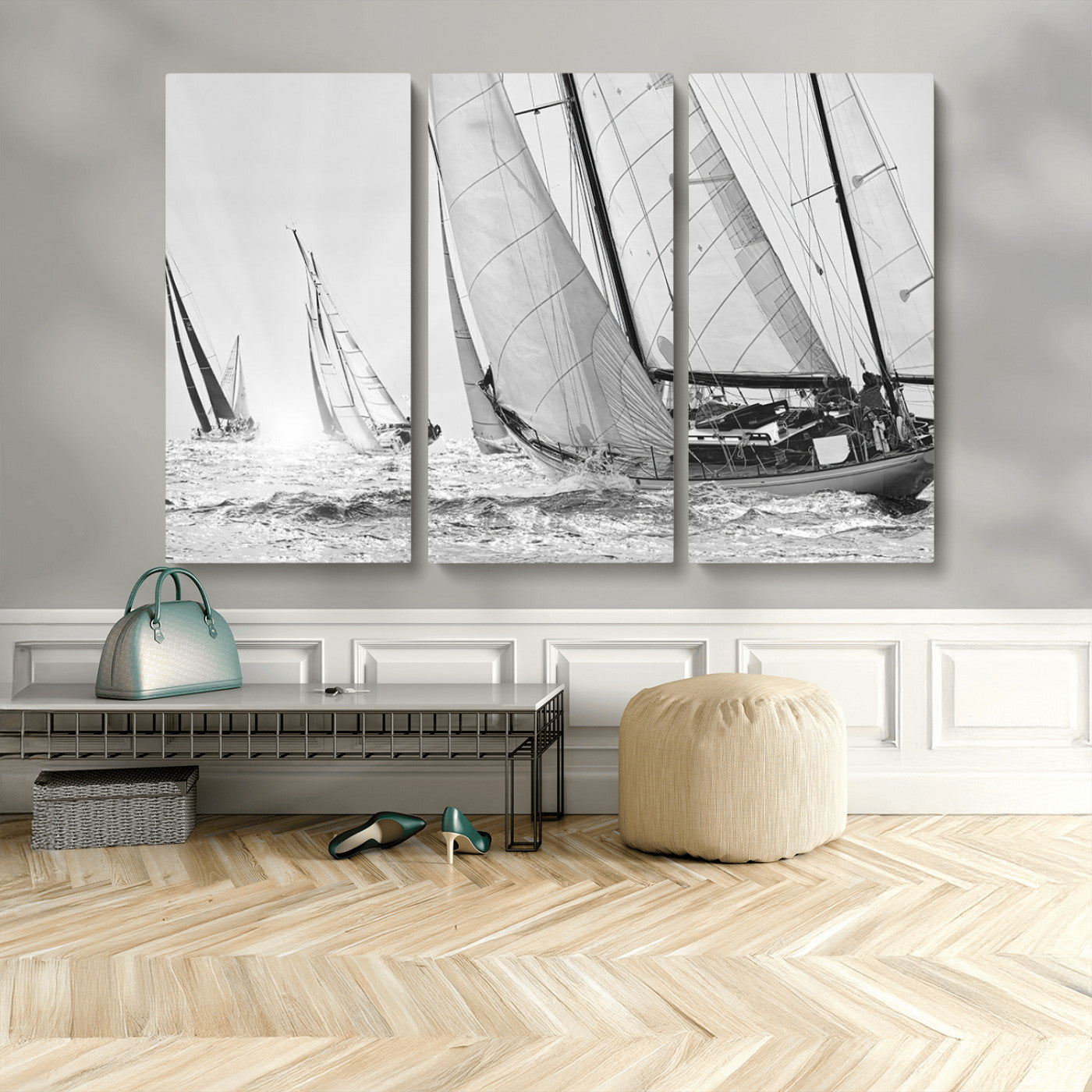 MGV-CV-48X32-3P - Yacht Sailboat Regatta Canvas Wall Art Canvas Print