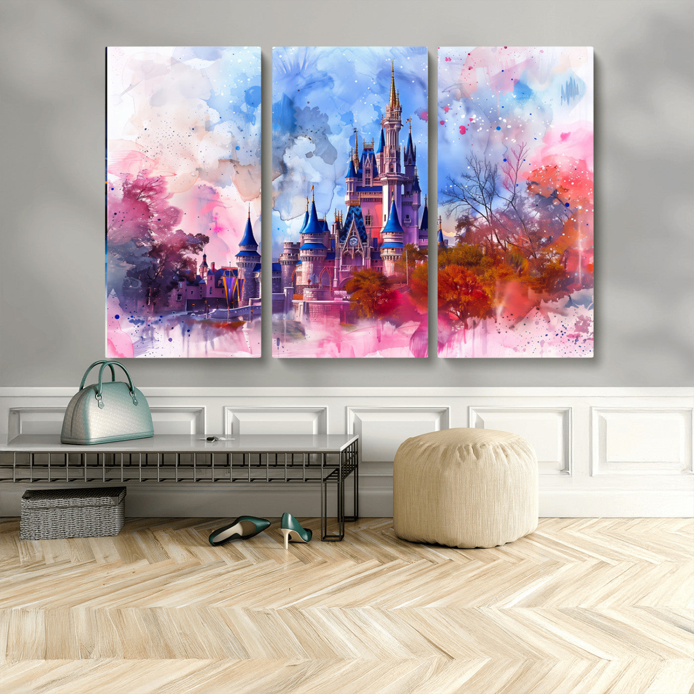 MGV-CV-48X32-3P - Disney Wall Art: Dreamy Watercolor Cinderella Castle Canvas Print