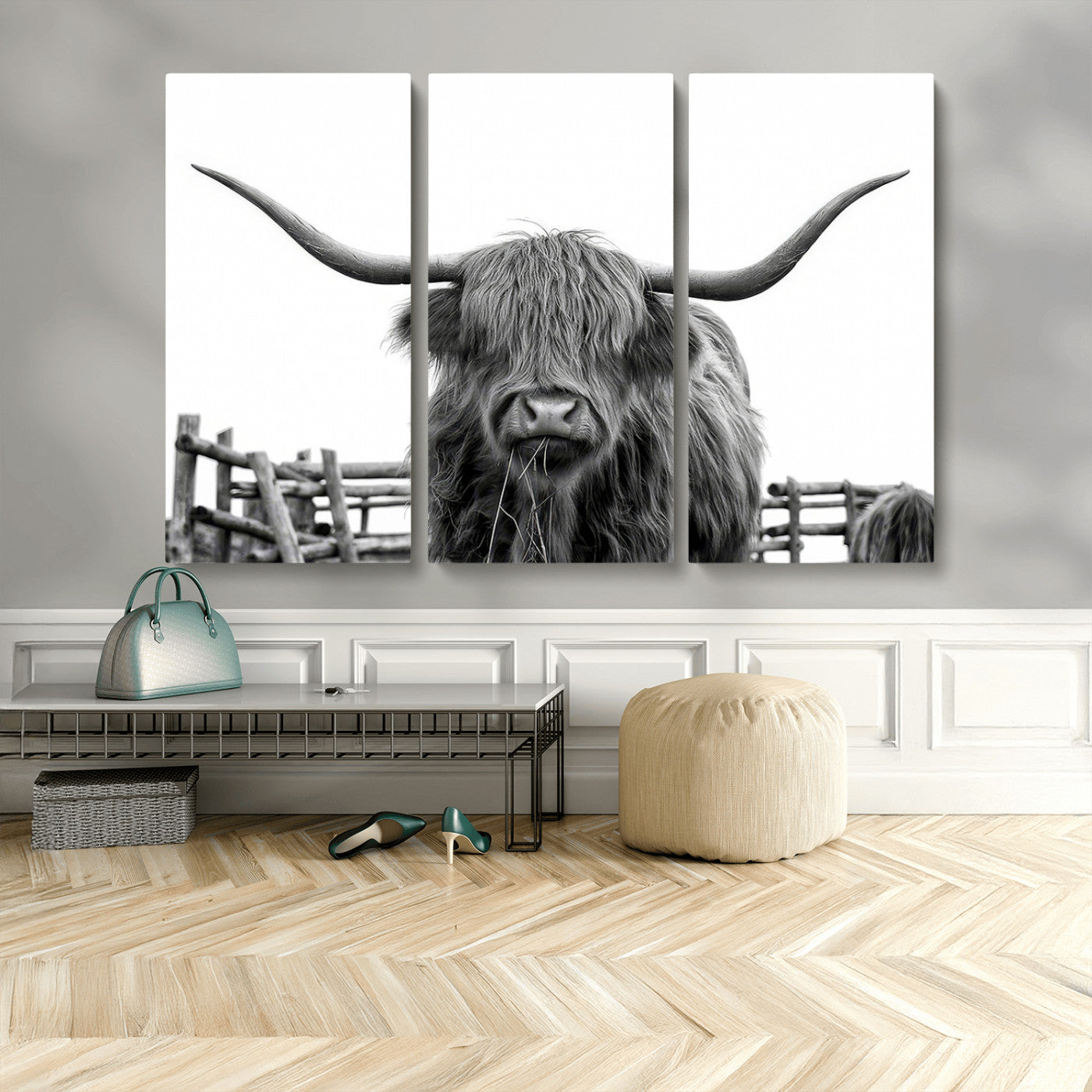58188-MGV-CV-48X32-3P-Longhorn Canvas Print, Bighorn Cow Wall Art Canvas Print