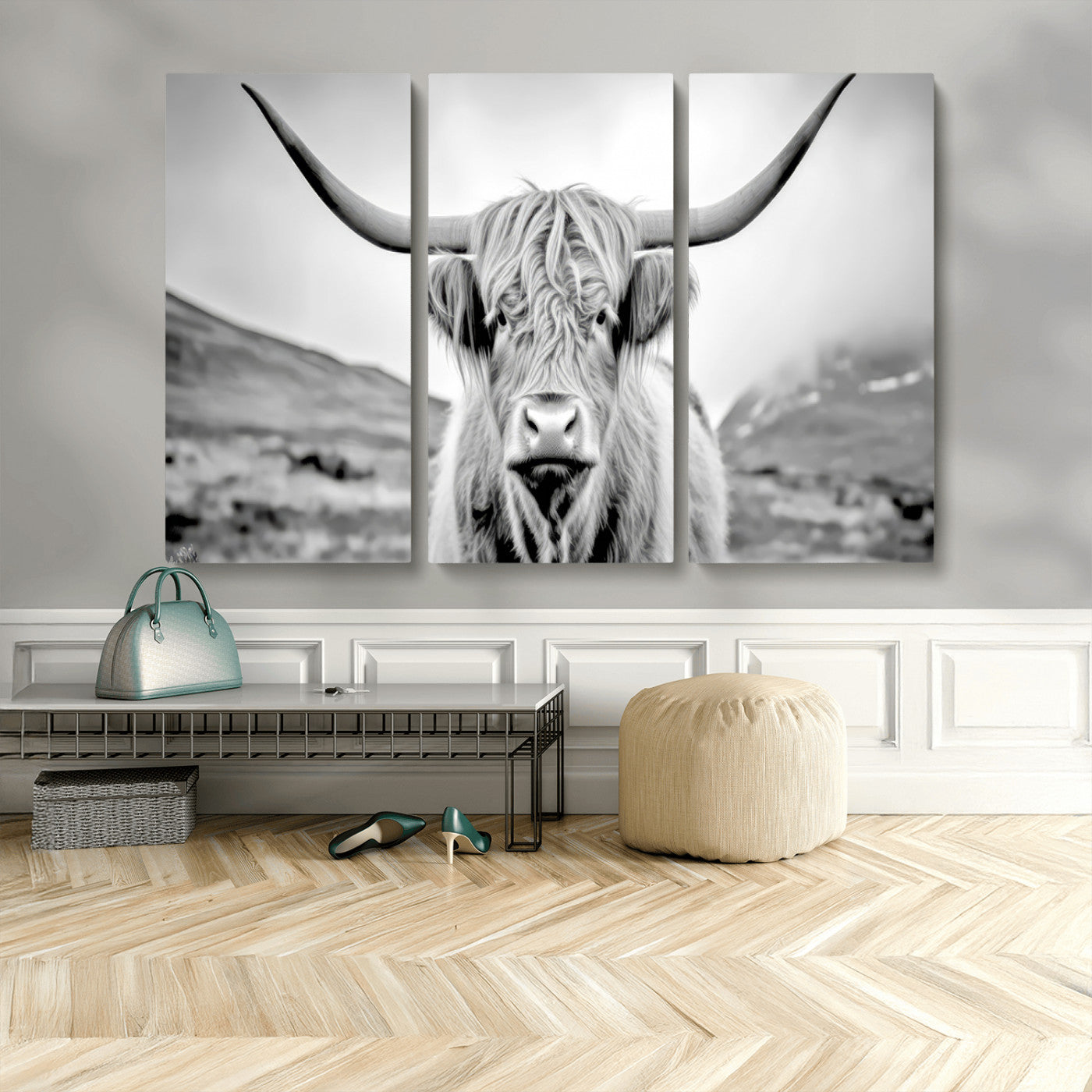 MGV-CV-48X32-3P - Scottish Cow Wall Art Canvas Print
