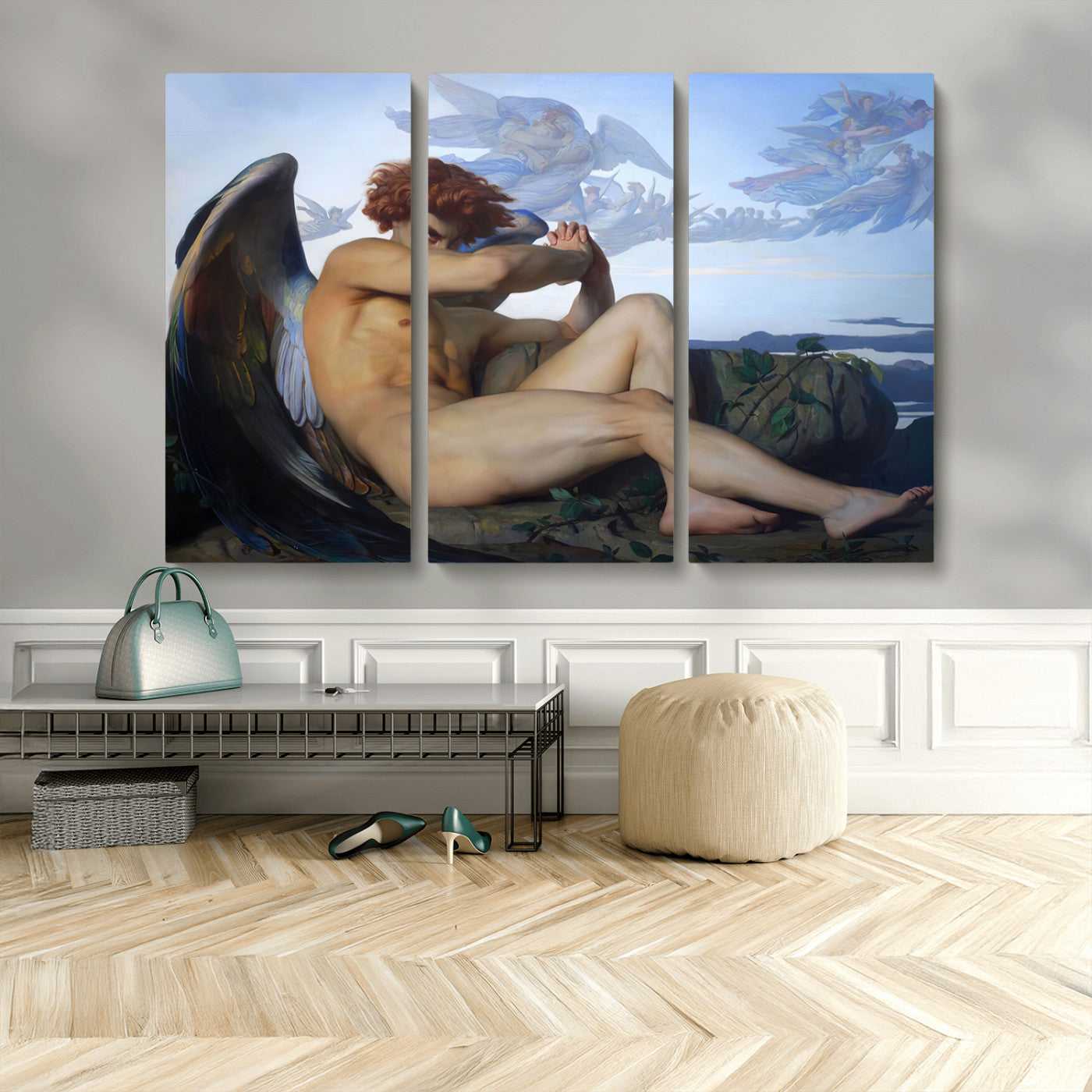 94220-MGV-CV-48X32-3P-Fallen Angel Wall Art Canvas Print – Classic Art, Framed, Ready to Hang - Alexandre Cabanel