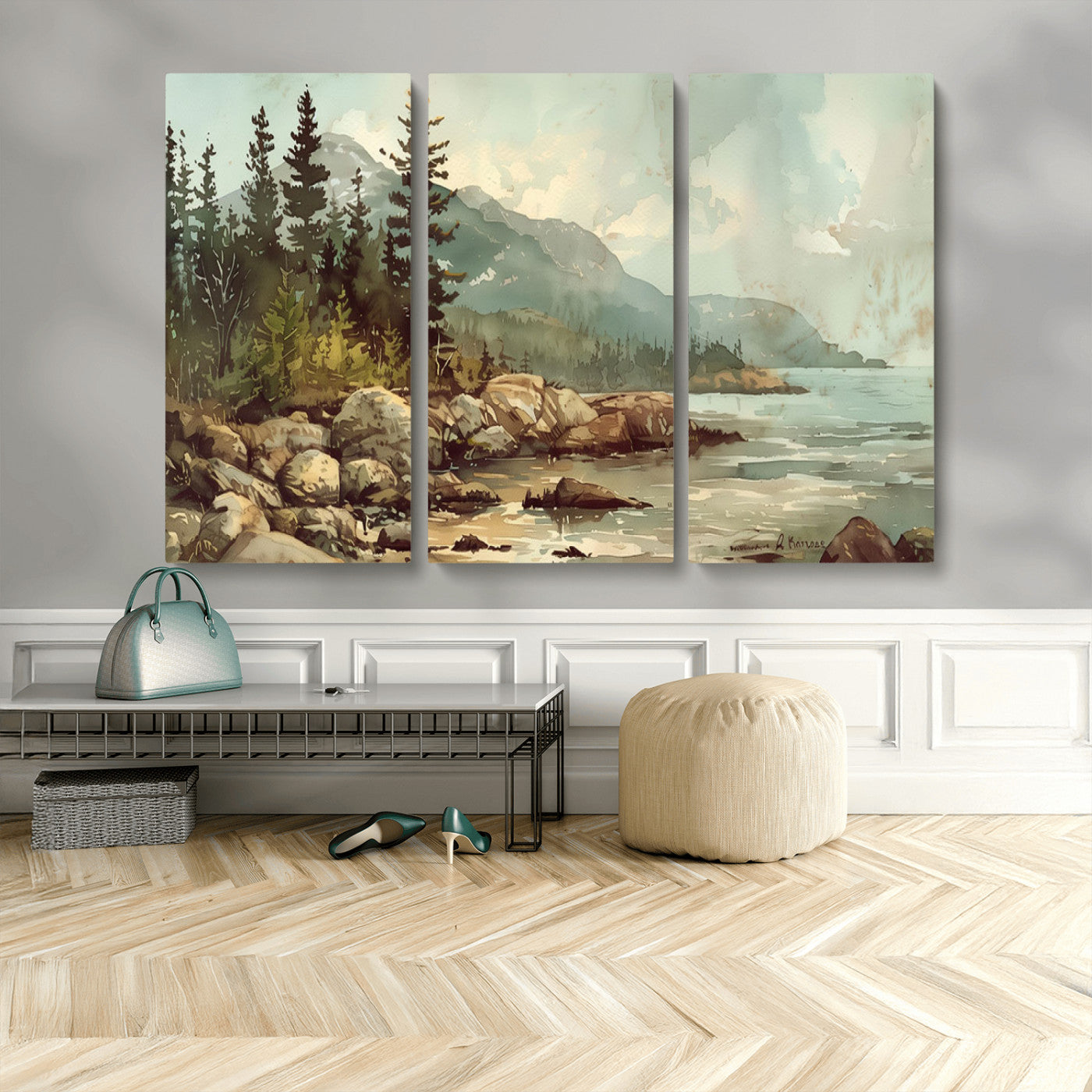 MGV-CV-48X32-3P - Abstract Acadia National Park Wall Art Canvas Print - Stunning 3-Panel Wall Art Canvas Print, Framed, Ready to Hang