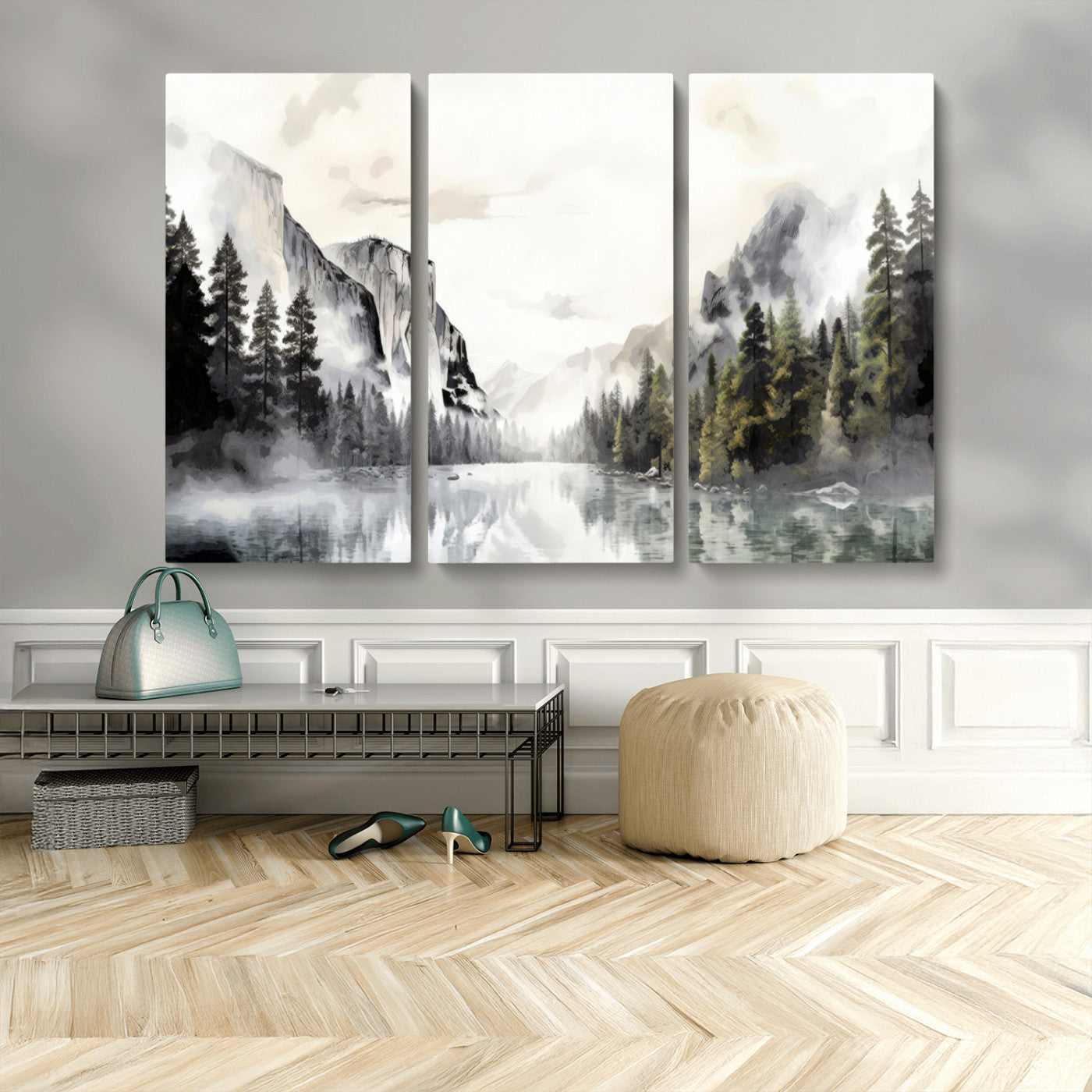 MGV-CV-48X32-3P - Yosemite Valley Wall Art Canvas Print – Framed and Ready to Hang – Majestic Nature Landscape Décor