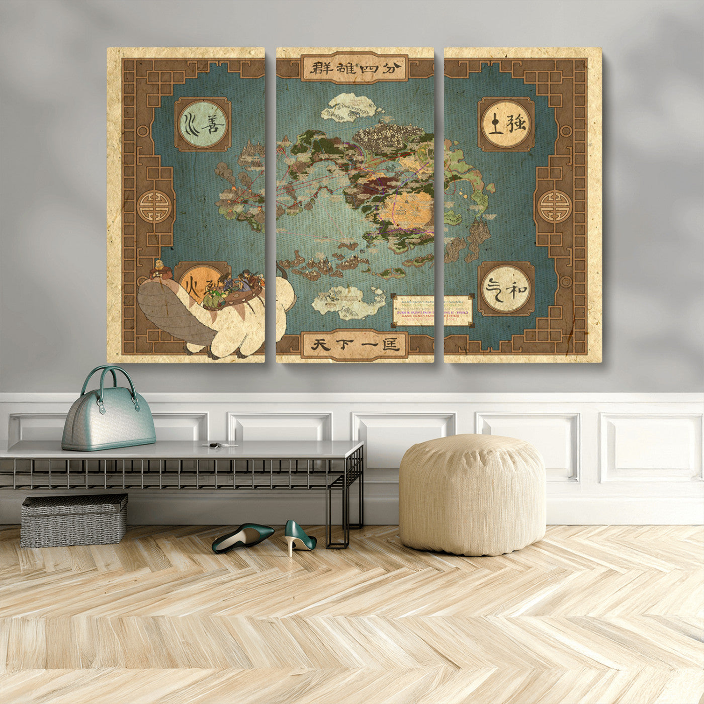 MGV-CV-48X32-3P - Push Pin World Map Canvas Print – Framed Wall Art for Couples to Track Their Travels – Anniversary
