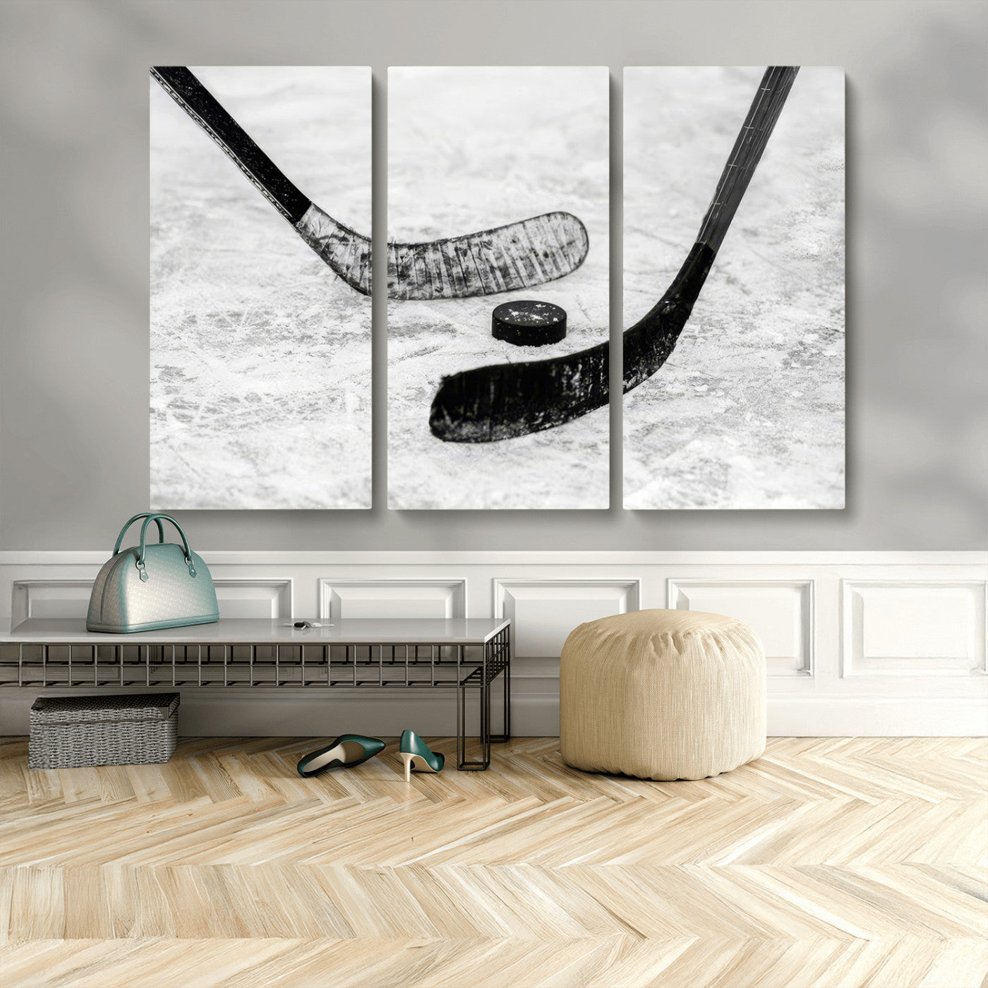 MGV-CV-48X32-3P - Winter Ice Hockey Sport Canvas Wall Art Print - Hockey Wall Art Print