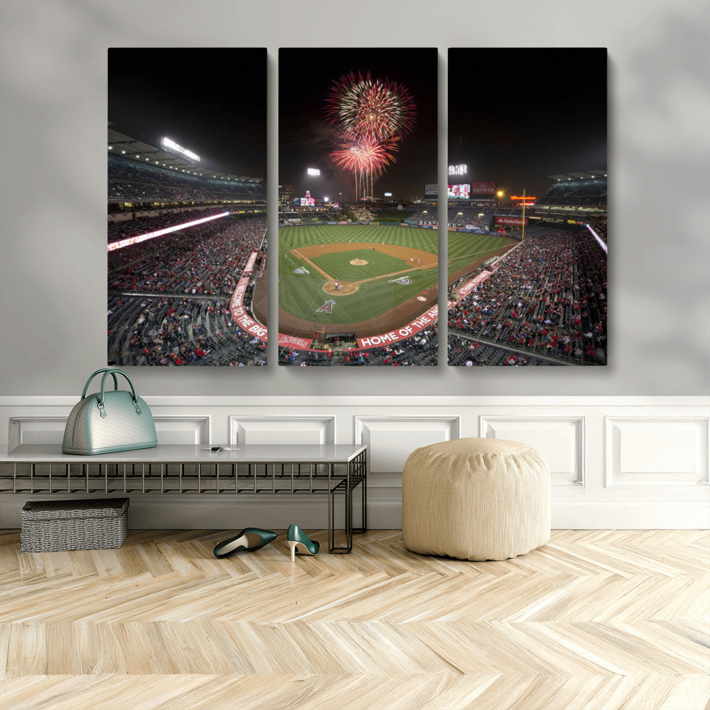 MGV-CV-48X32-3P - Fireworks at Angel Stadium – Los Angeles Angels Night Game Canvas Print, Framed, Ready to Hang