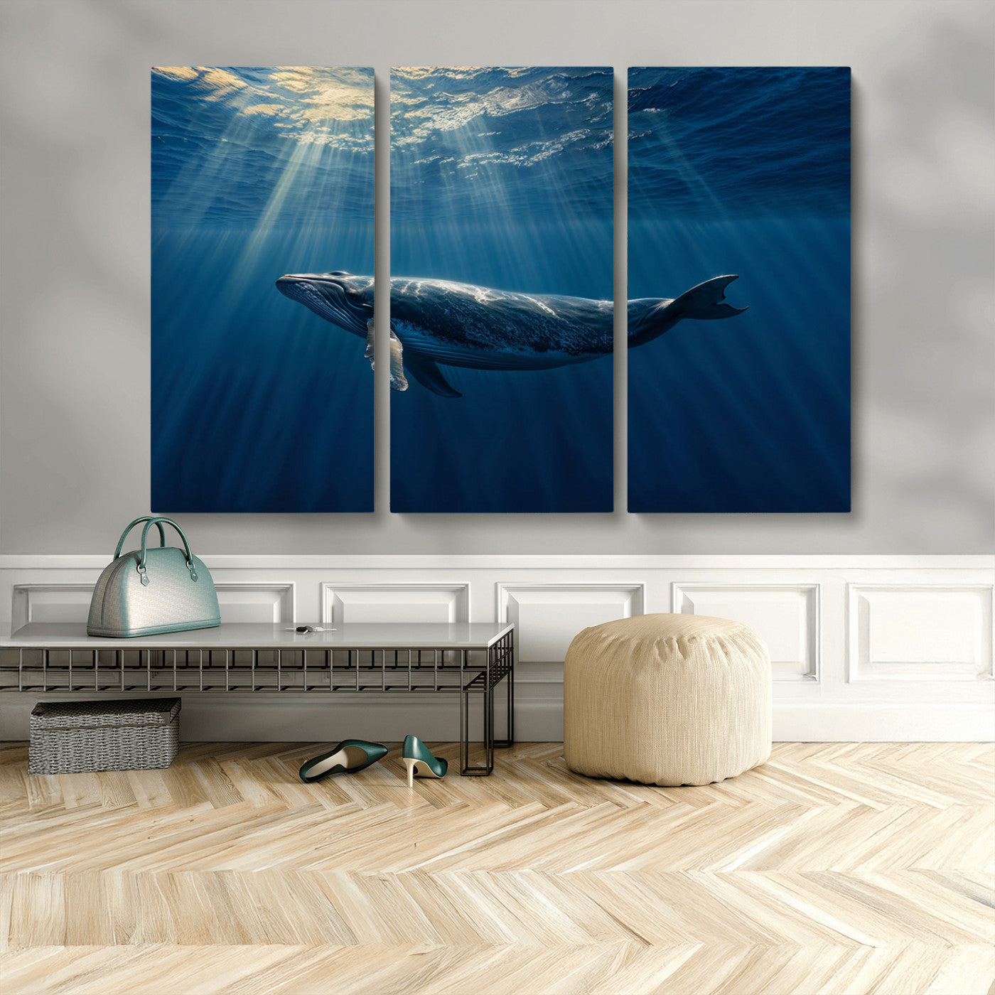 -Whale under Ocean Wall Art Canvas Print