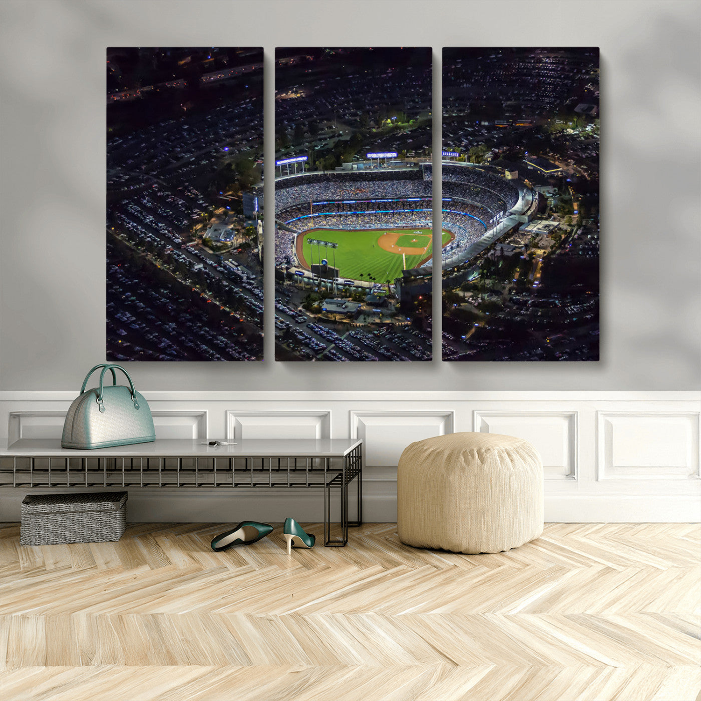 MGV-CV-48X32-3P - Los Angeles Dodgers Baseball Team Print - California Dodger Stadium Wall Art Canvas Print