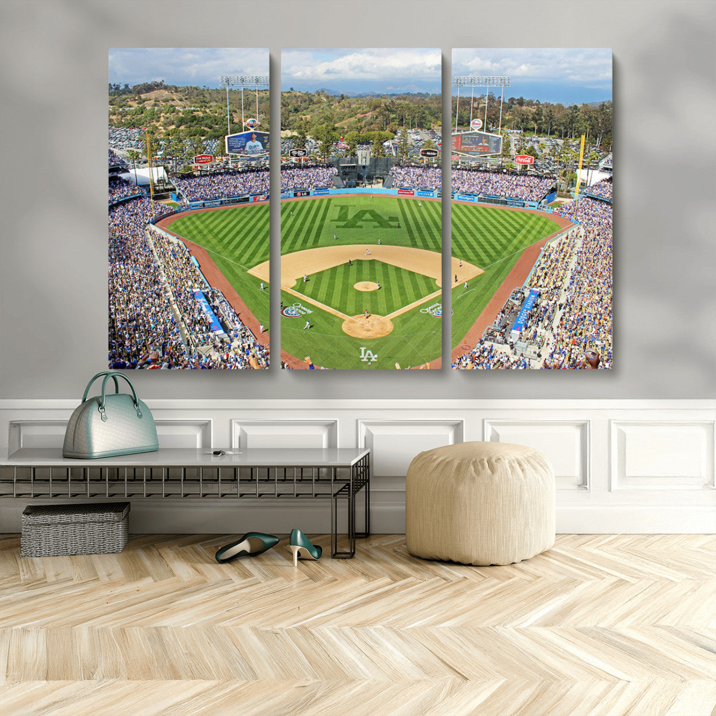 MGV-CV-48X32-3P - Citi Field Wall Art Print | 3-Panel New York Mets Baseball Stadium Canvas Print | Framed Sports Decor for Living Room, Man Cave, or Office