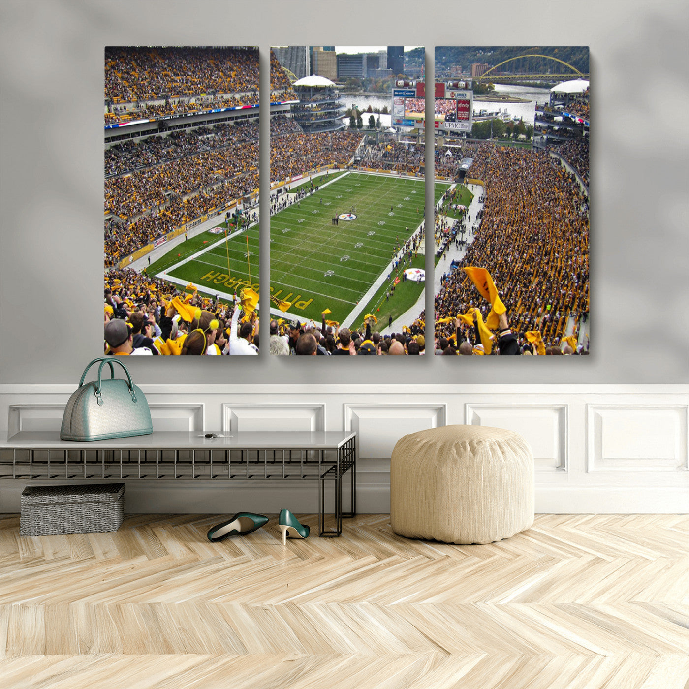 MGV-CV-48X32-3P - Pittsburgh Steelers Football Team Print - Pittsburgh Heinz Field Stadium Wall Art Canvas Print