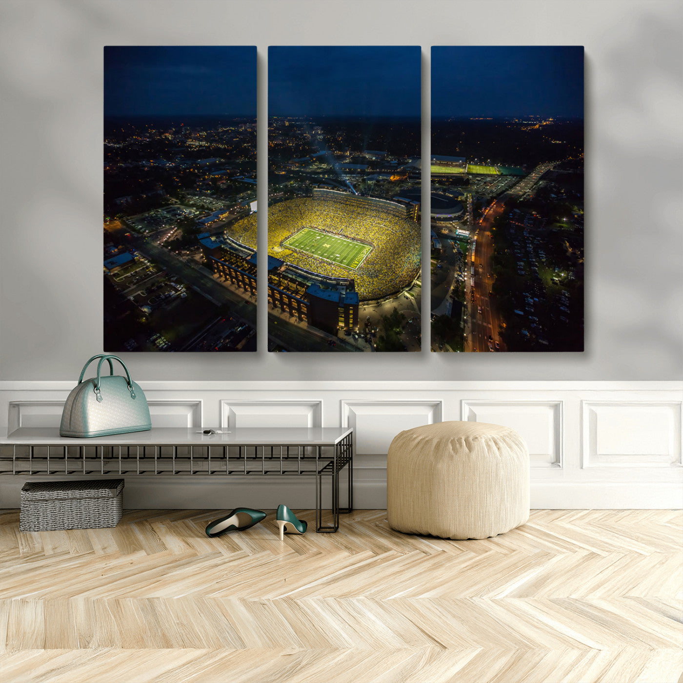 MGV-CV-48X32-3P - Michigan Wolverines Football Team Print - Michigan Stadium Wall Art Canvas Print