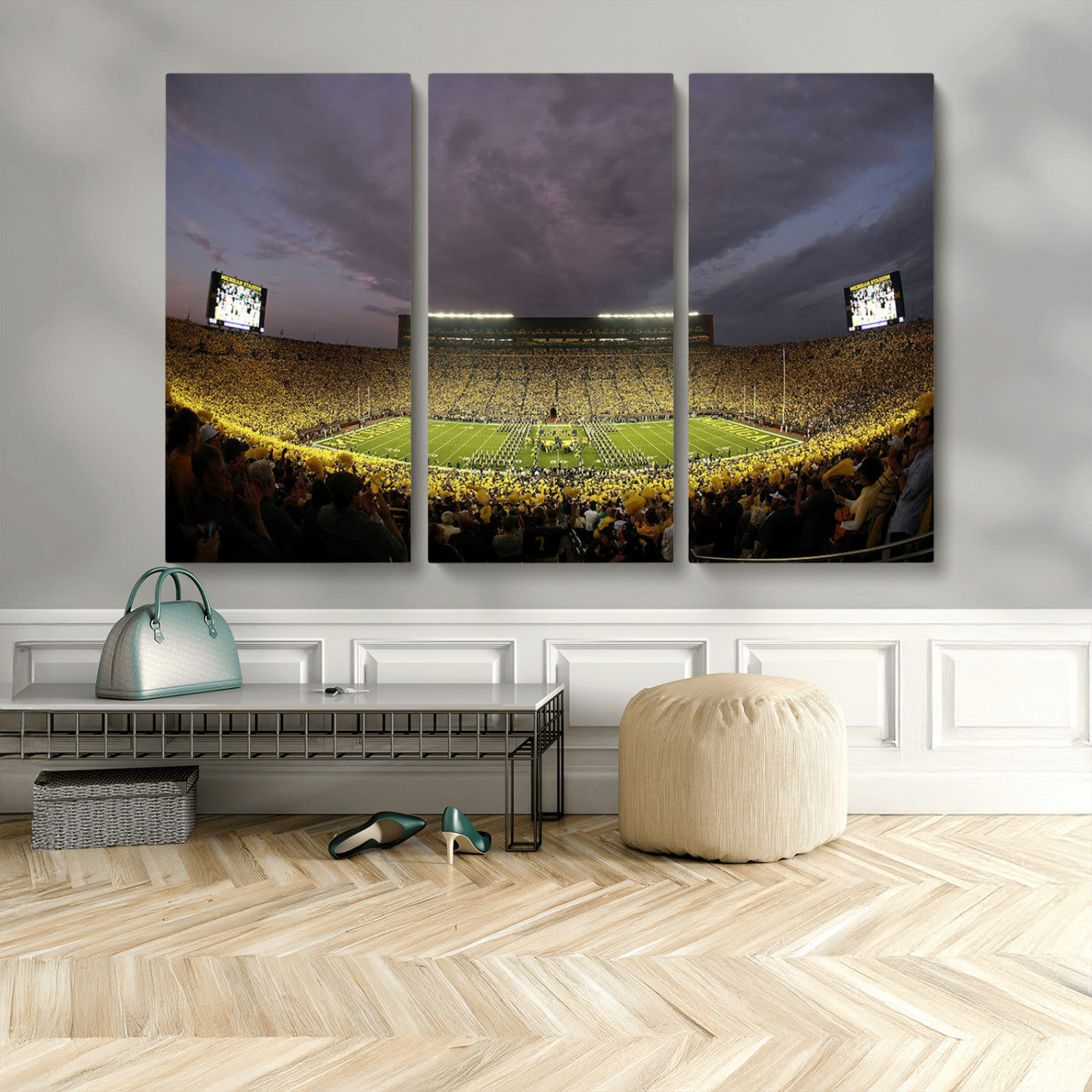 MGV-CV-48X32-3P - Michigan Wolverines Football Team Print - Michigan Stadium Wall Art Canvas Print