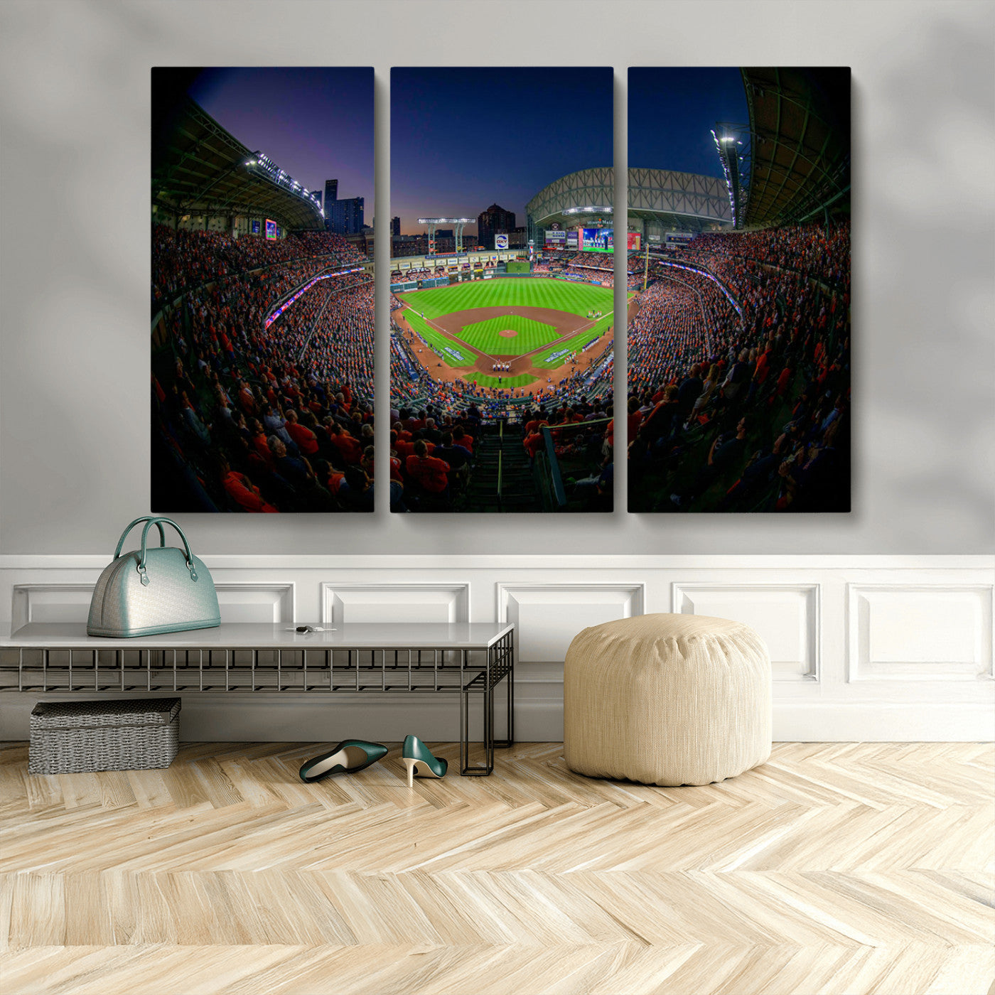 MGV-CV-48X32-3P - Houston Astros Baseball Team Print - Houston Minute Maid Park Stadium Wall Art Canvas Print