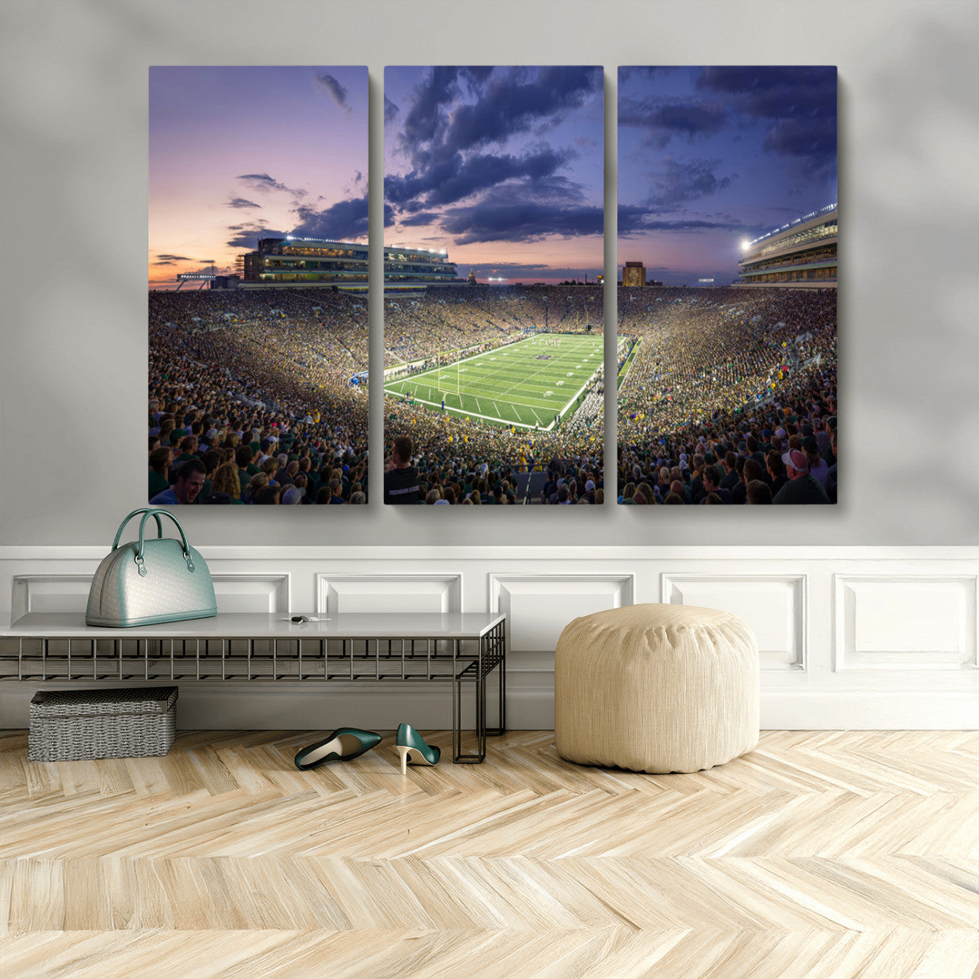 MGV-CV-48X32-3P - Notre Dame Fighting Irish Football Team Print - Notre Dame Stadium Wall Art Canvas Print