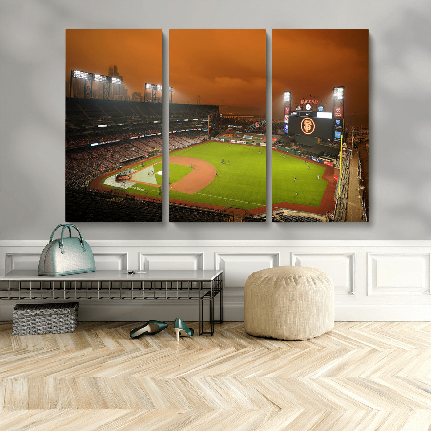 MGV-CV-48X32-3P - San Francisco Giants Baseball Team Print - Oracle Park Stadium Wall Art Canvas Print