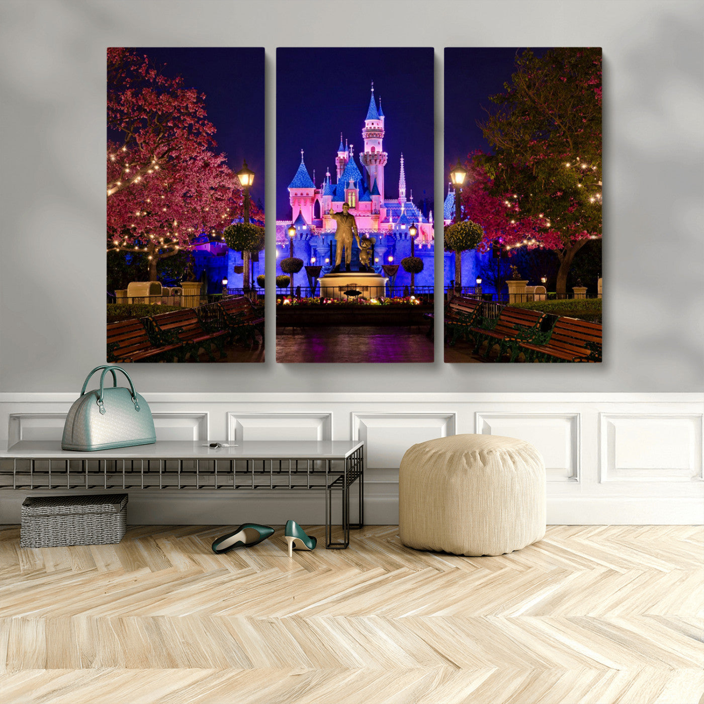 MGV-CV-48X32-3P - Castle Large Wall Art Disney Magic Kingdom Kids Room Decor - Disney World Christmas Home Decor Child
