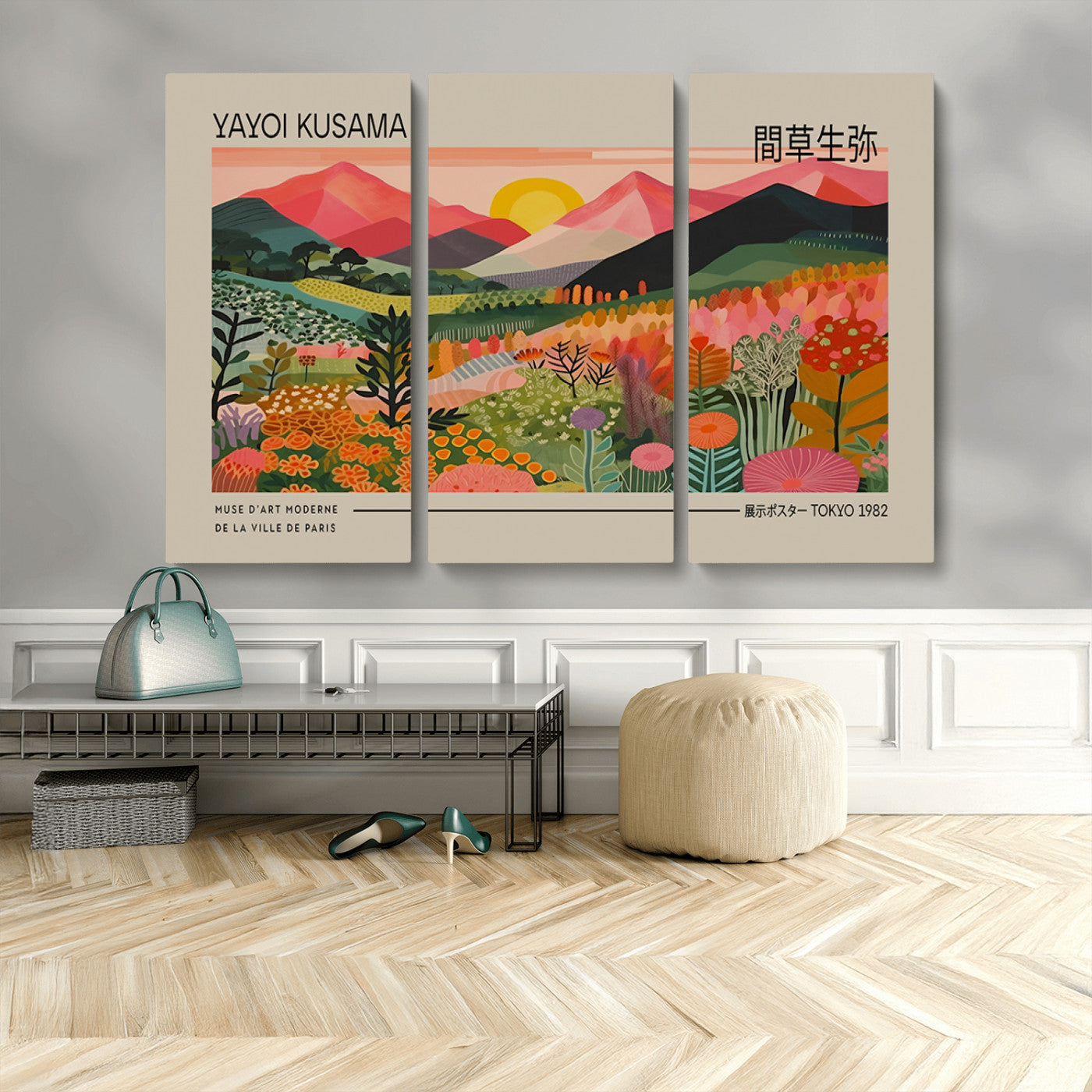 MGV-CV-48X32-3P - Yayoi Kusama 1986 Wall Art Print - Wabi Sabi Japanese Wall Art Print - Vibrant Abstract Landscape