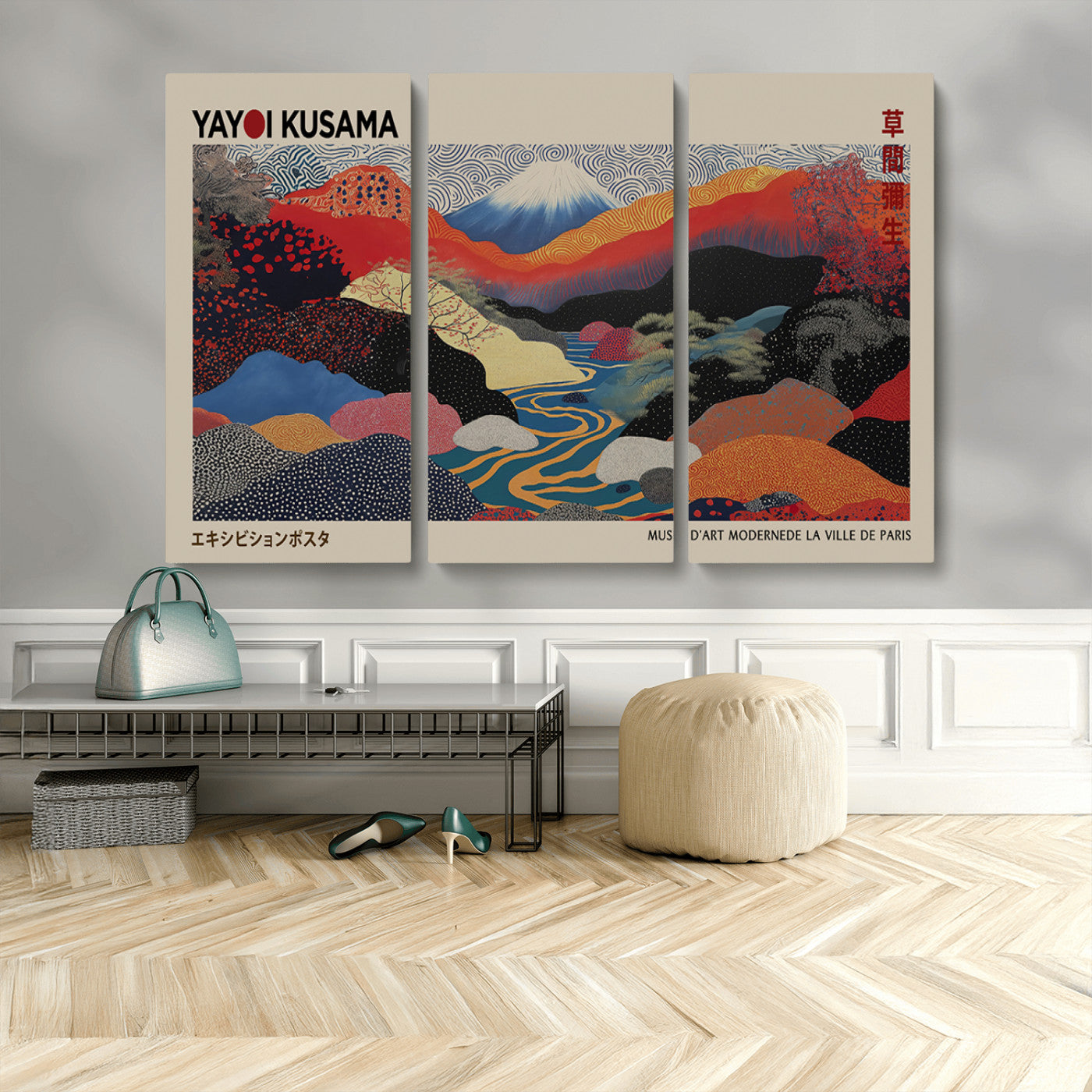 MGV-CV-48X32-3P - Yayoi Wall Art - Framed Yayoi Kusama 1986 Wall Art Print – Japanese Wall Art Print, Wabi Sabi Yayoi