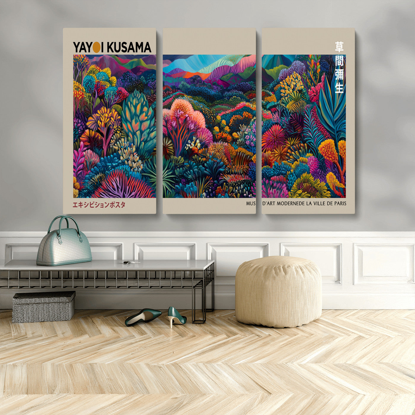 MGV-CV-48X32-3P - Framed Japanese 1986 Wall Art Print, Yayoi Kusama 1986 Wall Art Print – Japanese Wall Art Print,
